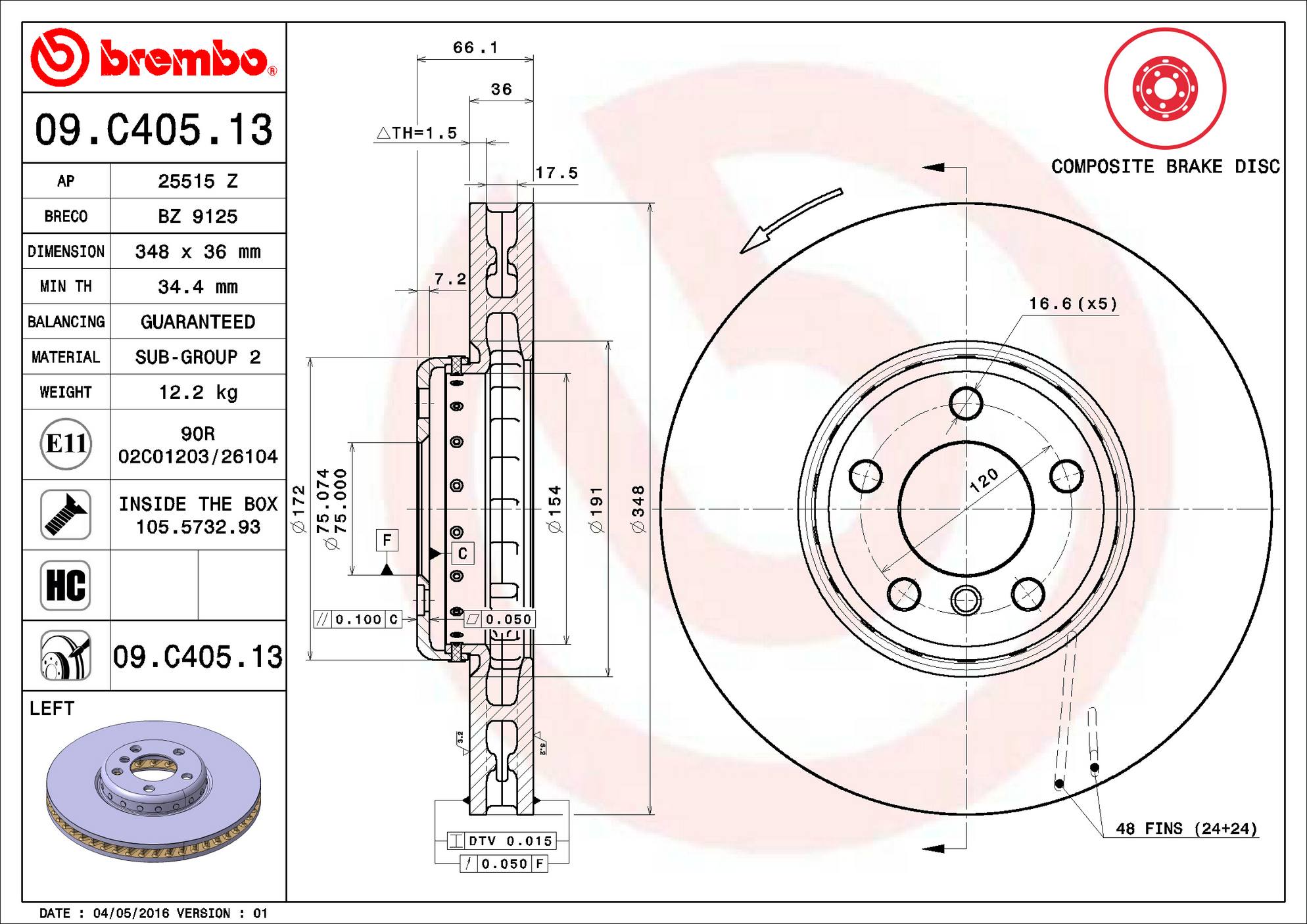 BMW Disc Brake Rotor – Front Driver Side (348mm) 34116785669