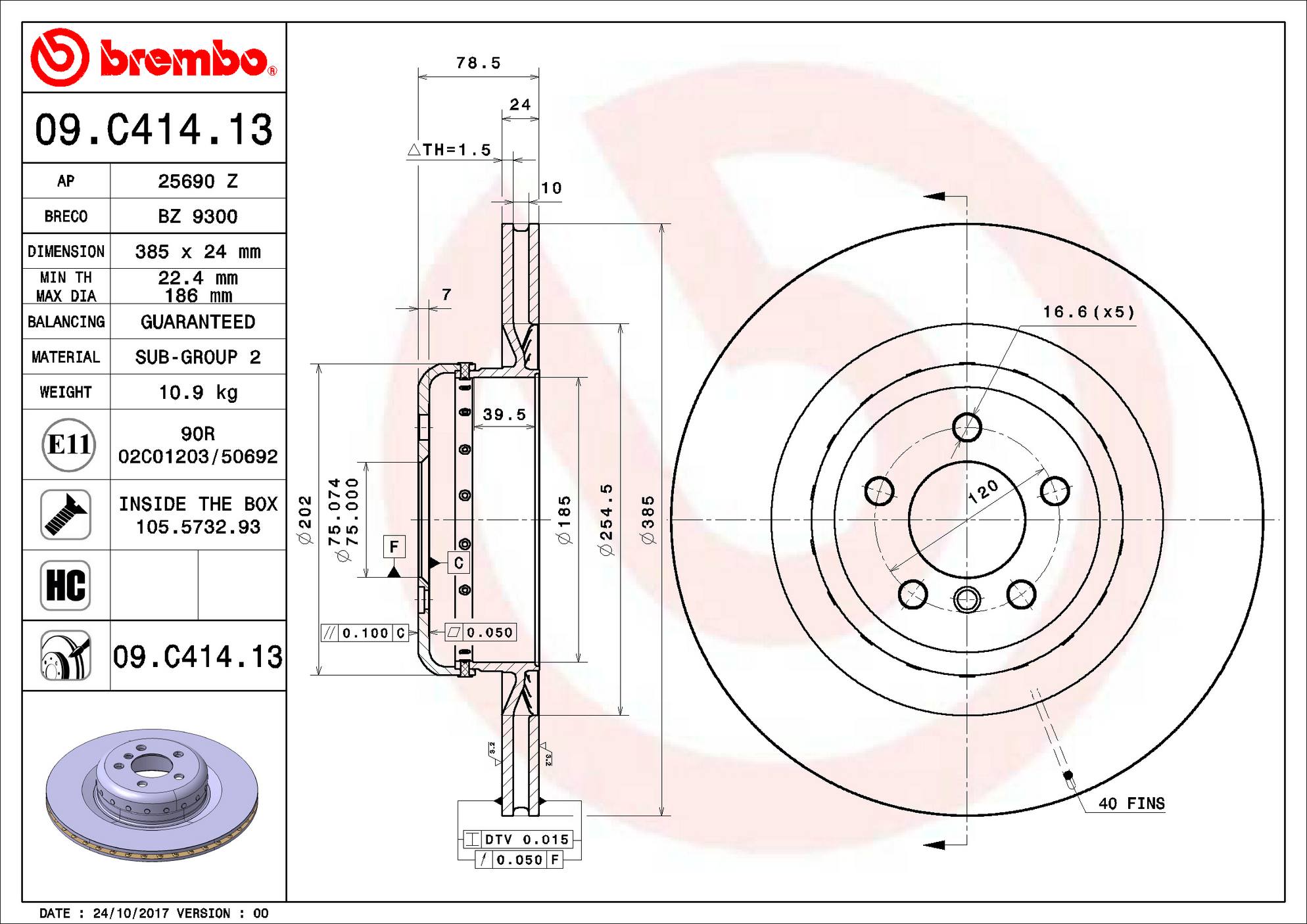 BMW Disc Brake Rotor - Rear (385mm) 34216795318 Brembo