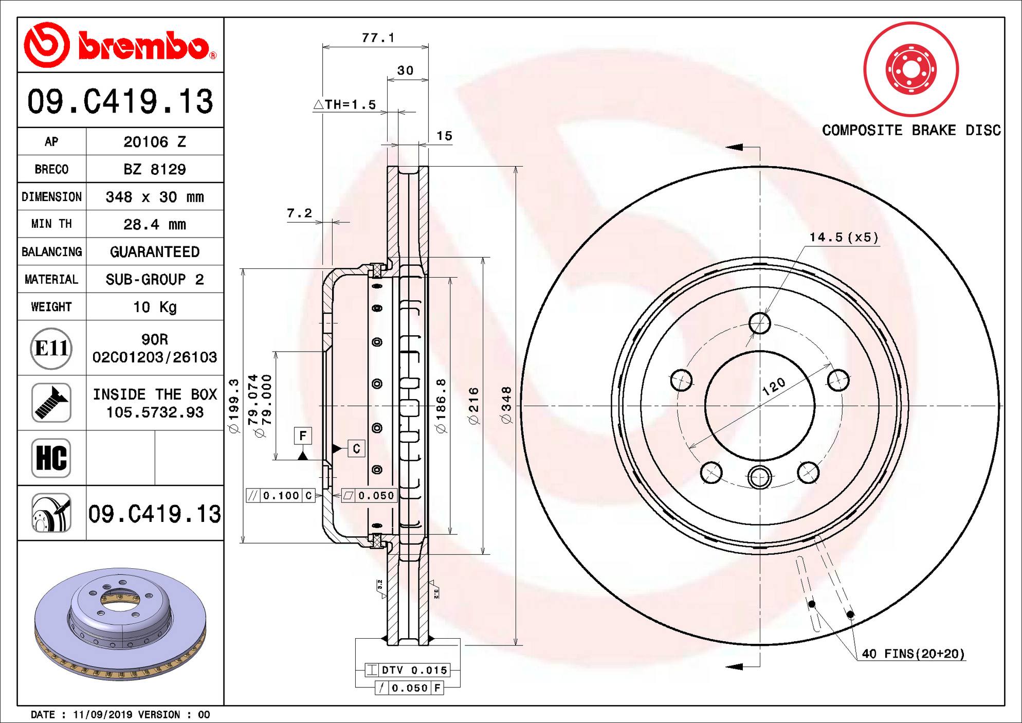 BMW Disc Brake Rotor - Front (348mm) 34116763824 Brembo