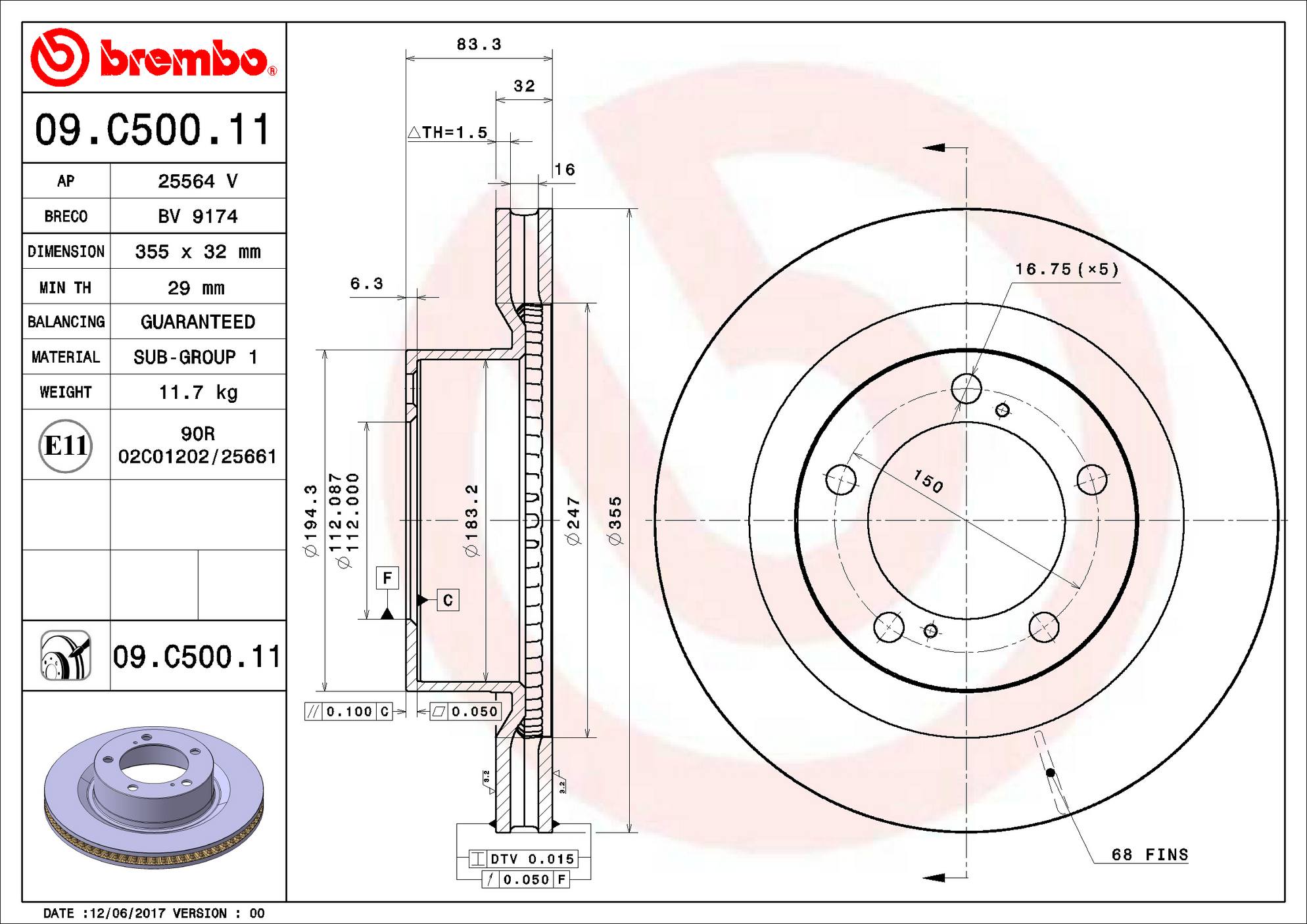 Toyota Disc Brake Rotor - Front (355mm) 435120C020 Brembo