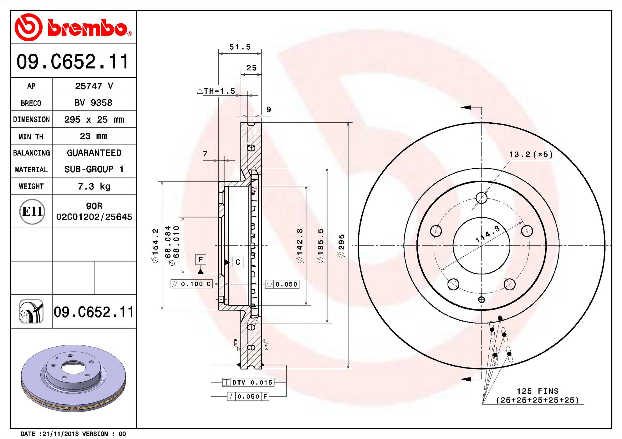 Mazda Disc Brake Rotor - Front (295mm) B45G33251A Brembo