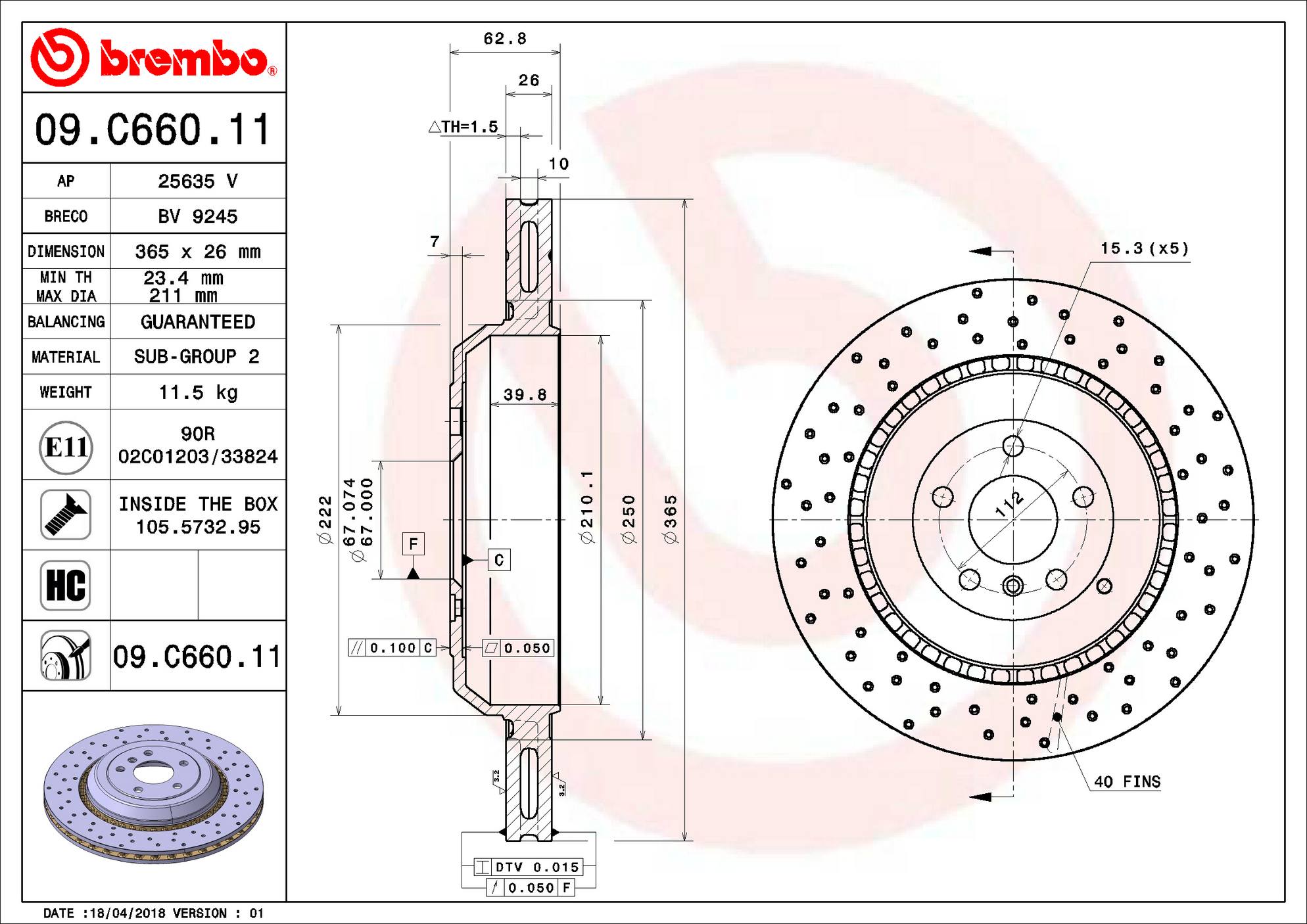 Mercedes Disc Brake Rotor – Rear (365mm) 1644230812 Brembo Brembo