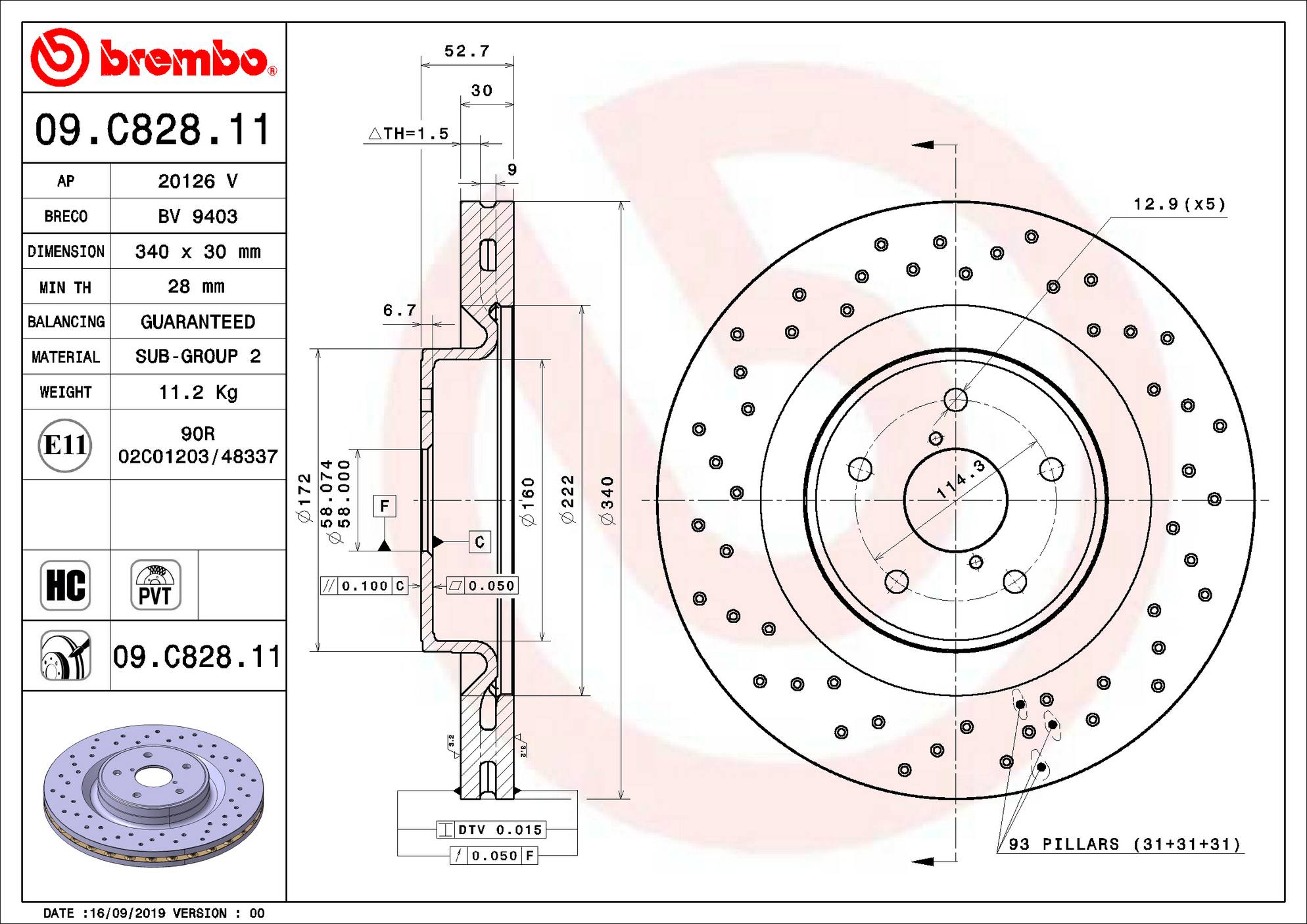 Subaru Disc Brake Rotor - Front (340mm) 26300VA000 Brembo