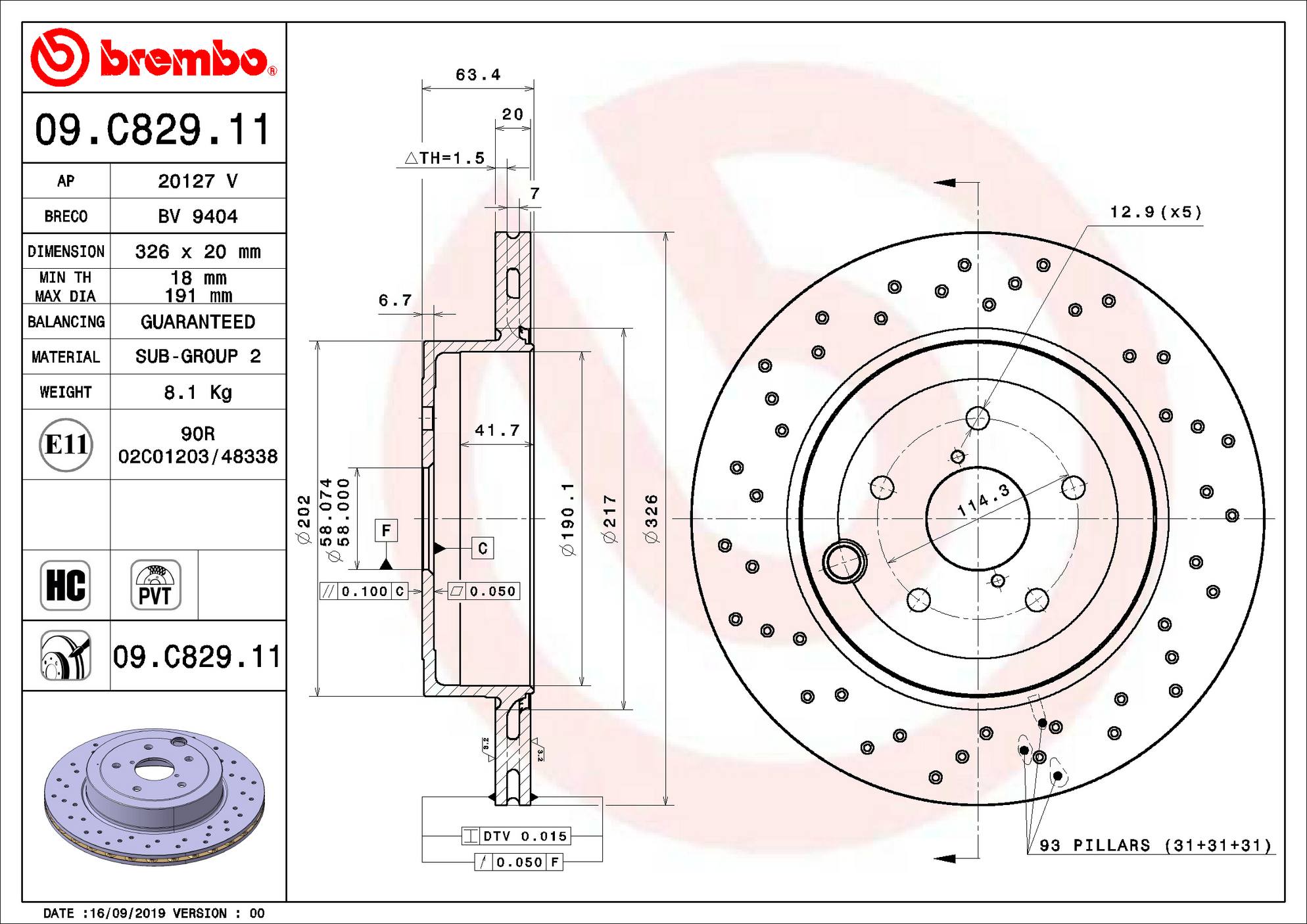 Subaru Disc Brake Rotor – Rear (326mm) 26700VA010 Brembo Subaru Disc Brake Rotor – Rear (326mm) 26700VA010 Brembo