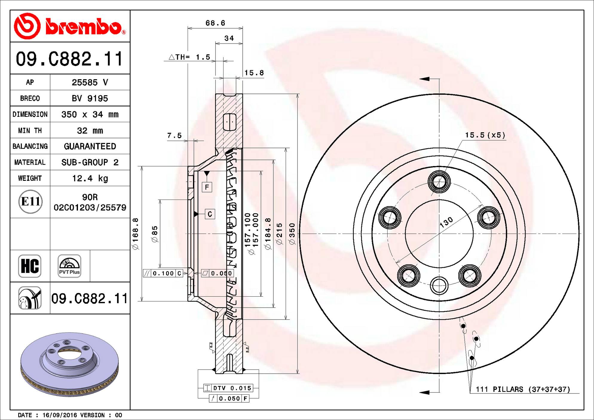 Porsche Disc Brake Pad and Rotor Kit - Front (350mm) (Low-Met) Brembo