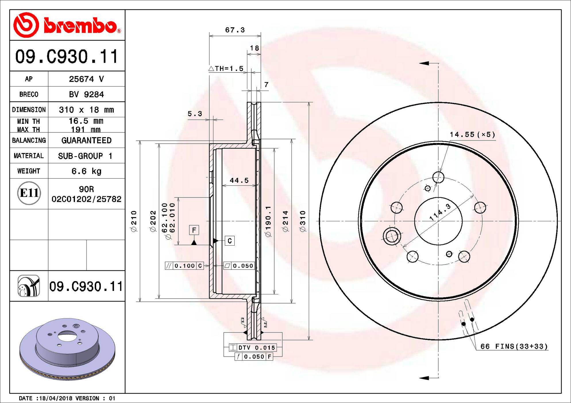 Lexus Disc Brake Rotor - Rear (310mm) 4243130310 Brembo