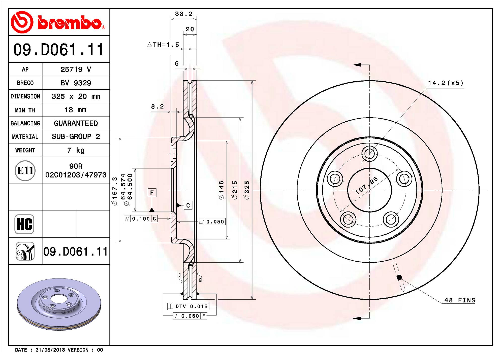 Jaguar Disc Brake Rotor - Rear (325mm) T2R5941 Brembo