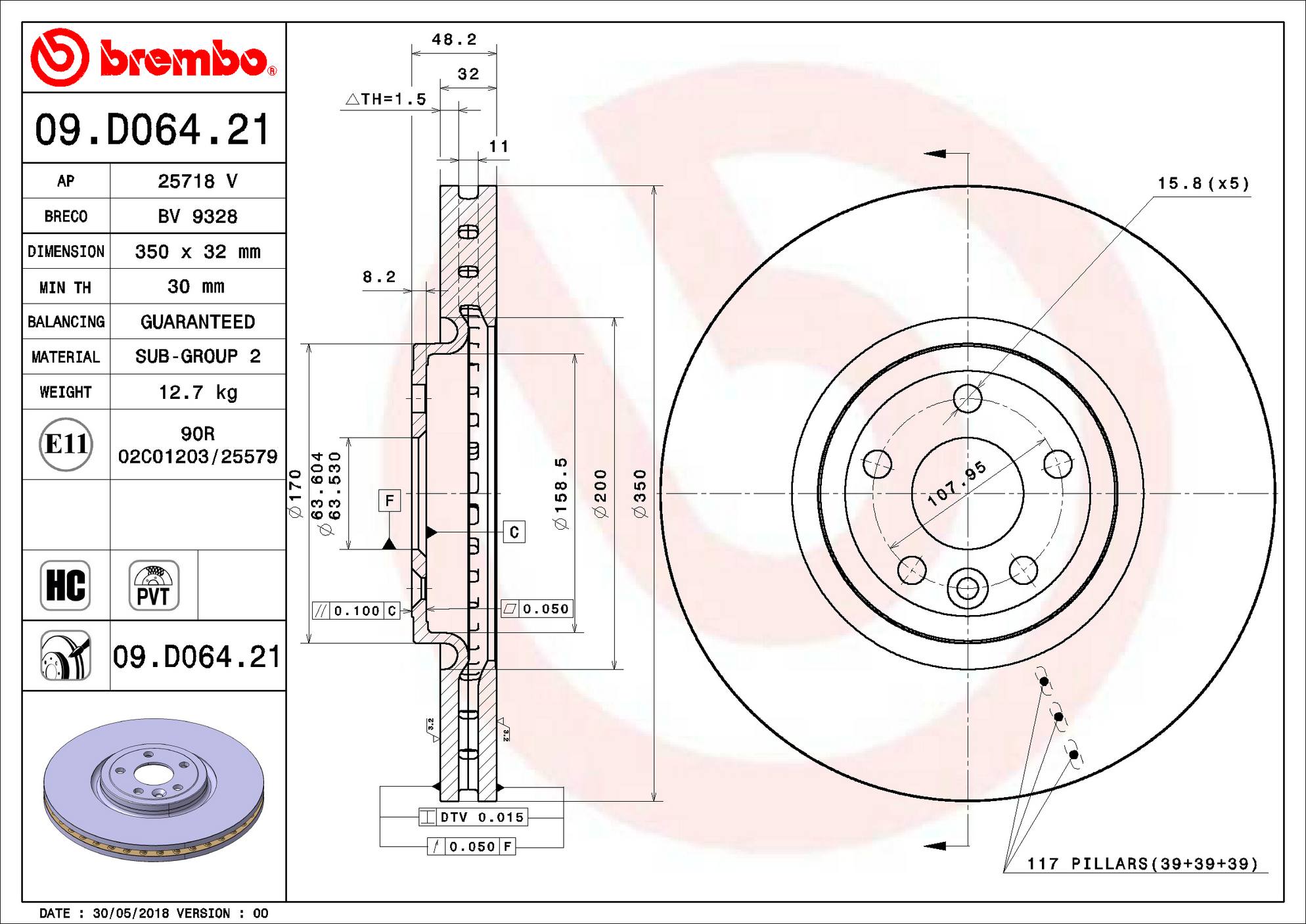 Jaguar Land Rover Disc Brake Rotor - Front (350mm) T4K5014 Brembo