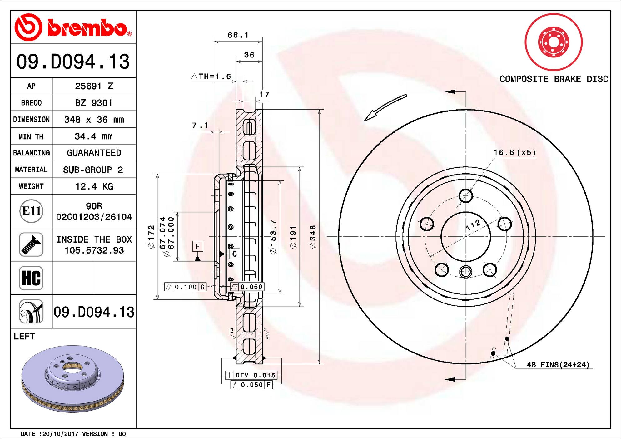 BMW Toyota Disc Brake Rotor – Front Driver Side (348mm