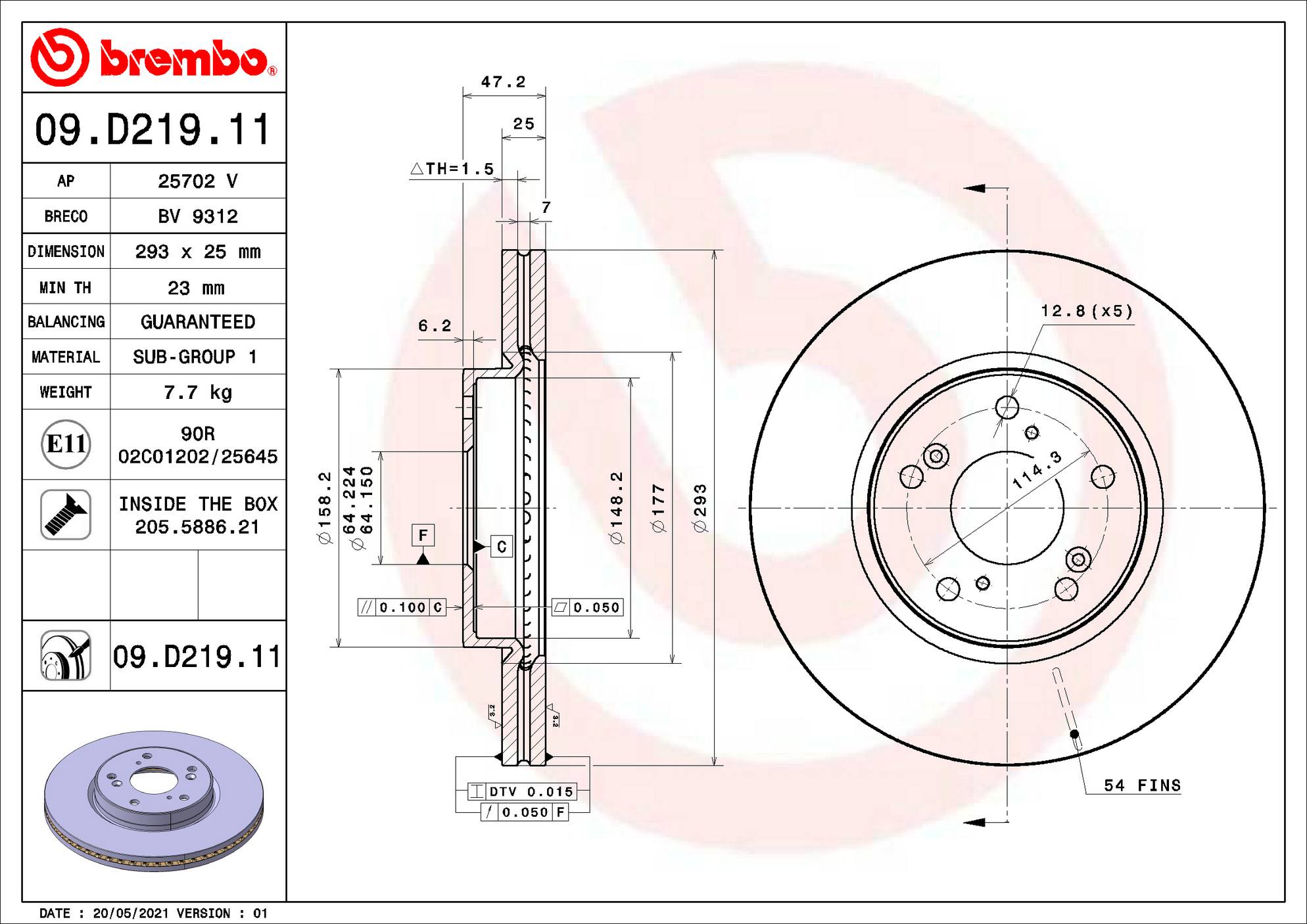 Honda Disc Brake Pad and Rotor Kit - Front (293mm) (Ceramic) Brembo