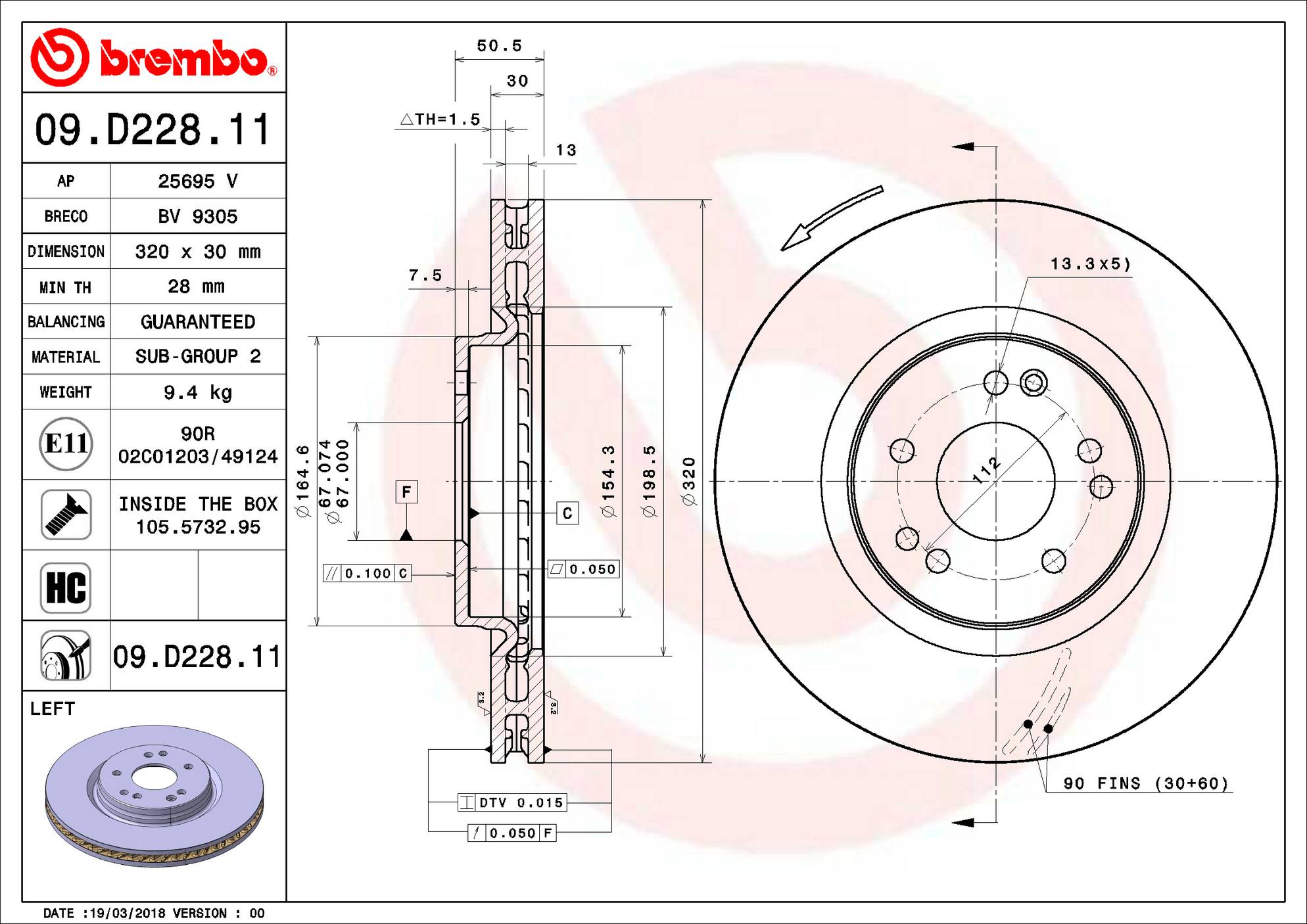 Mercedes Disc Brake Rotor - Front Driver Side (320mm) 129421171264 Brembo