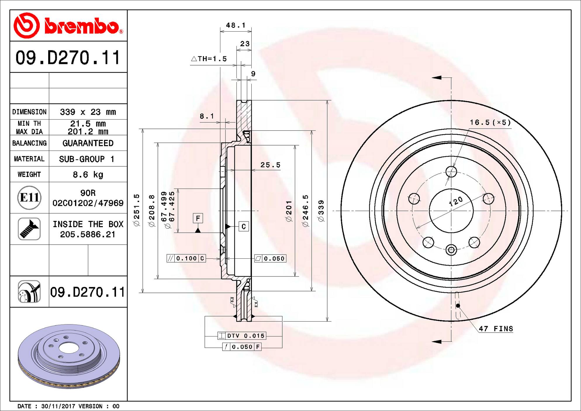 Cadillac Disc Brake Rotor - Rear (339mm) 20808622 Brembo