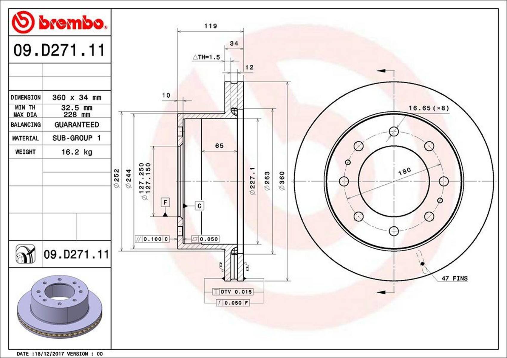 Ram Disc Brake Pad and Rotor Kit - Front (360mm) (Ceramic) Brembo