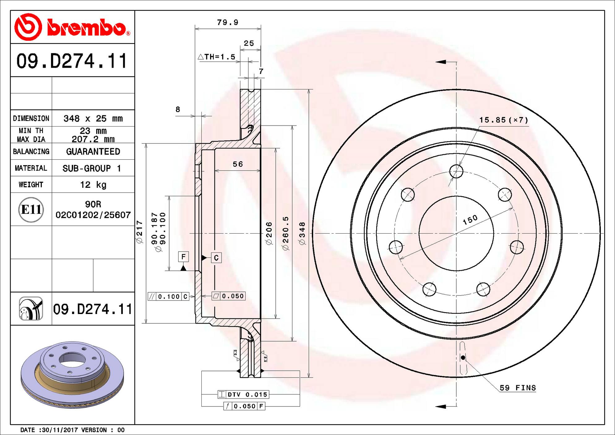 Ford Disc Brake Rotor - Rear (348mm) CL3Z2C026E Brembo