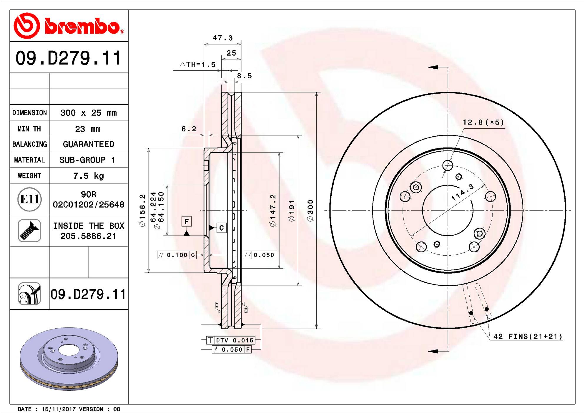 Honda Disc Brake Pad and Rotor Kit - Front (300mm) (Ceramic) Brembo