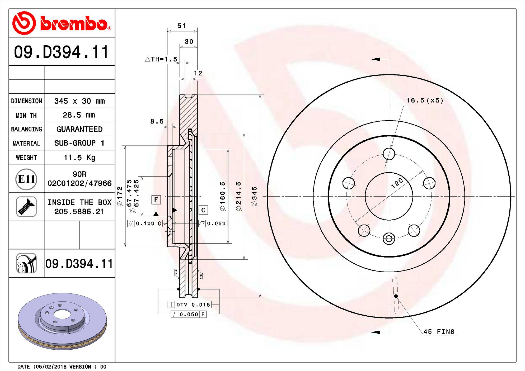 Cadillac Disc Brake Rotor - Front (345mm) 25946317 Brembo