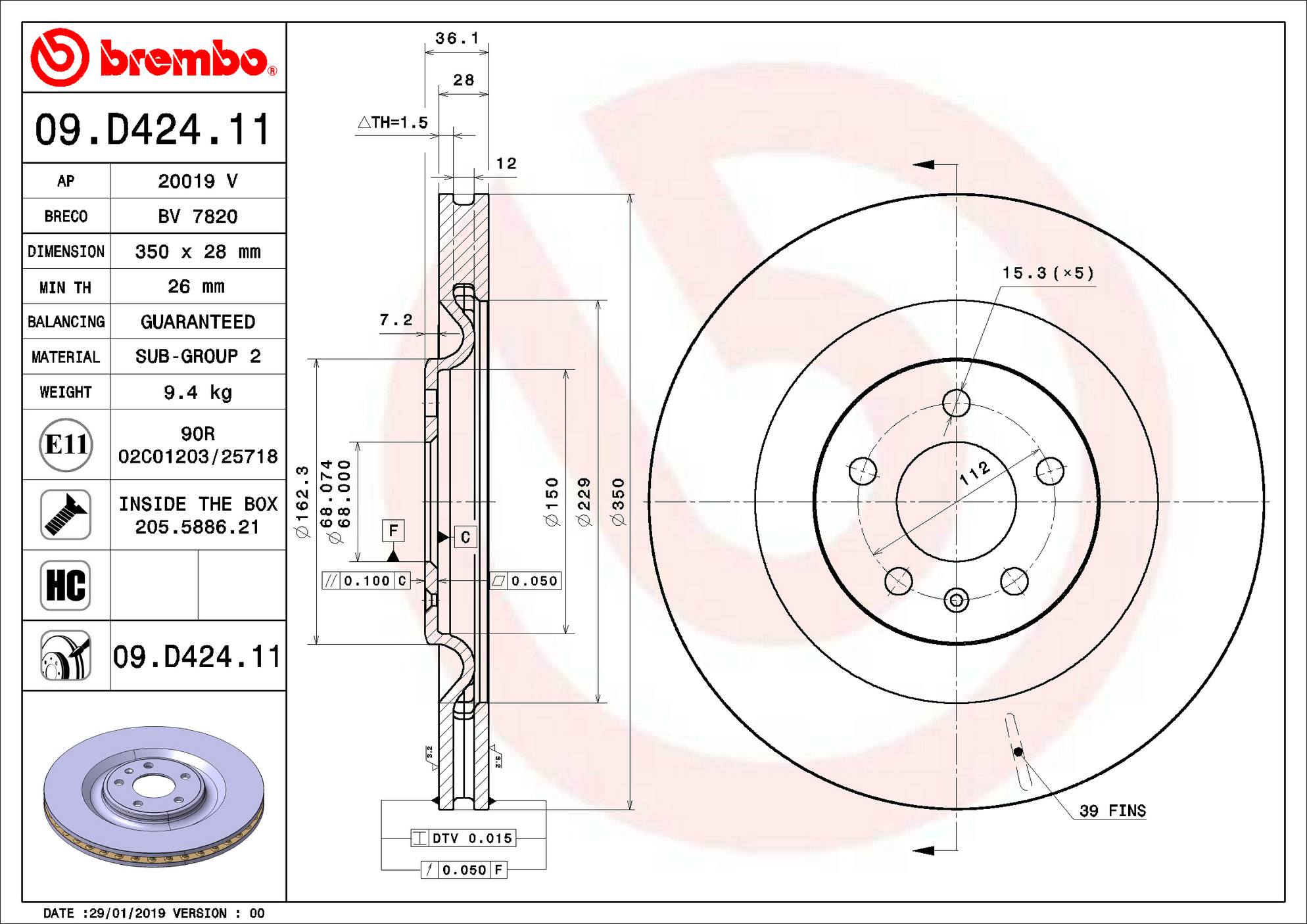 Audi Disc Brake Rotor - Rear (350mm) 4M0615601J Brembo