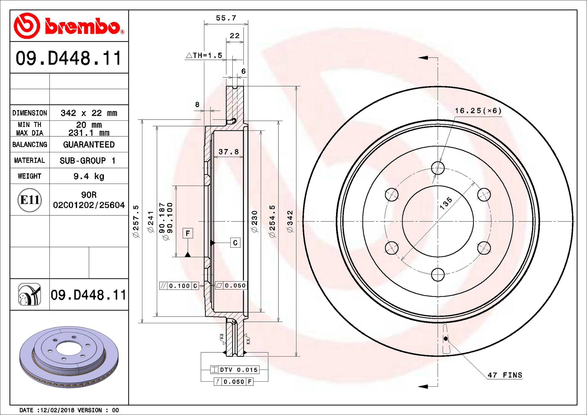 Ford Lincoln Disc Brake Rotor - Rear (342mm) CL1Z2C026A Brembo