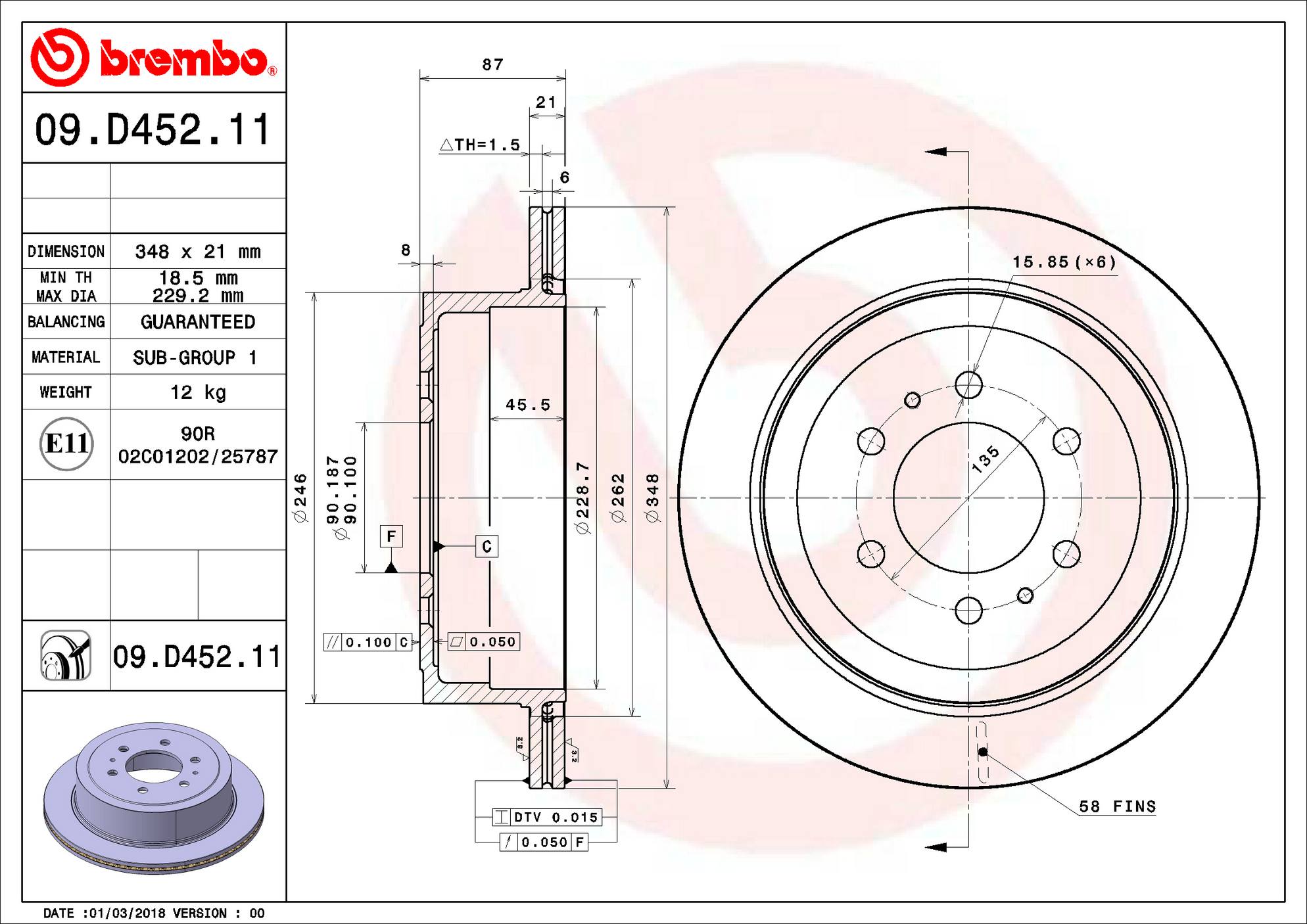 Ford Disc Brake Rotor - Rear (348mm) BL3Z2C026C Brembo