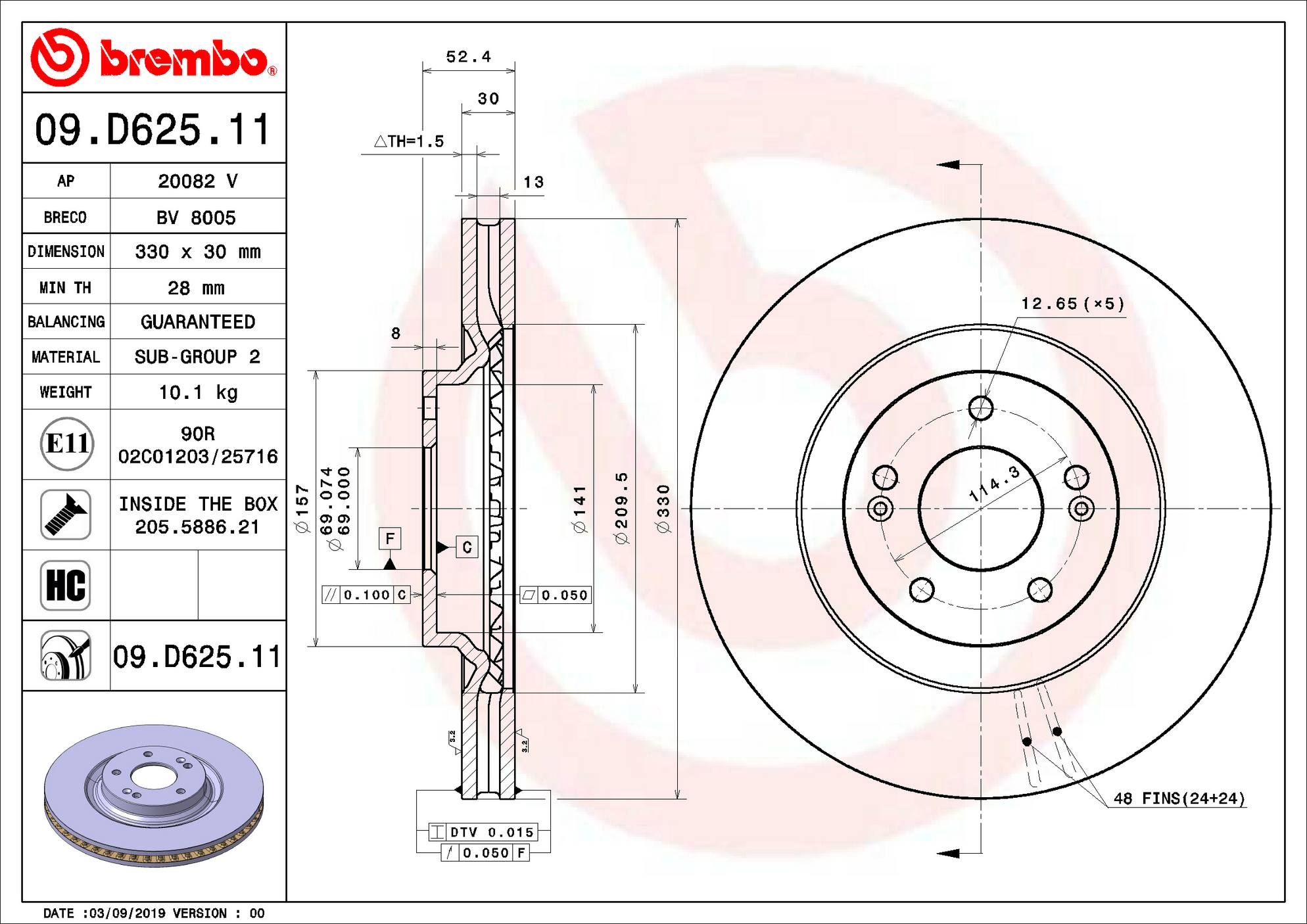 Hyundai Disc Brake Rotor - Front (330mm) 51712S2000 Brembo