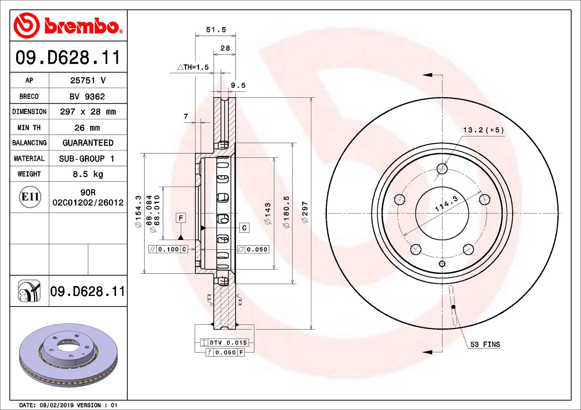 DISCO FRENO ANTERIORE BREMBO XTRA MAZDA CX-5 (KF) 2.2 D AWD 129KW 05/17+