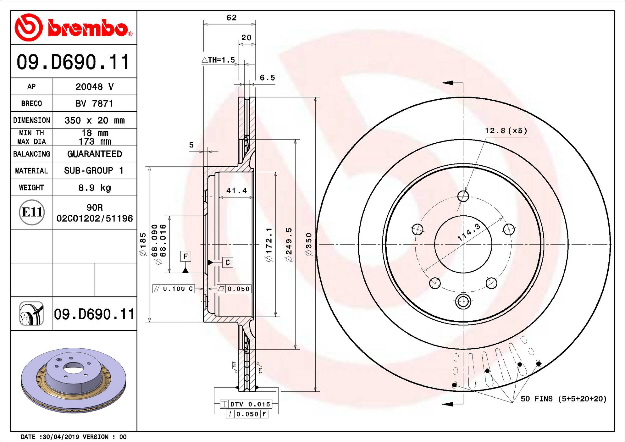 Nissan Infiniti Disc Brake Rotor – Rear (350mm) 43206JL00A Brembo 