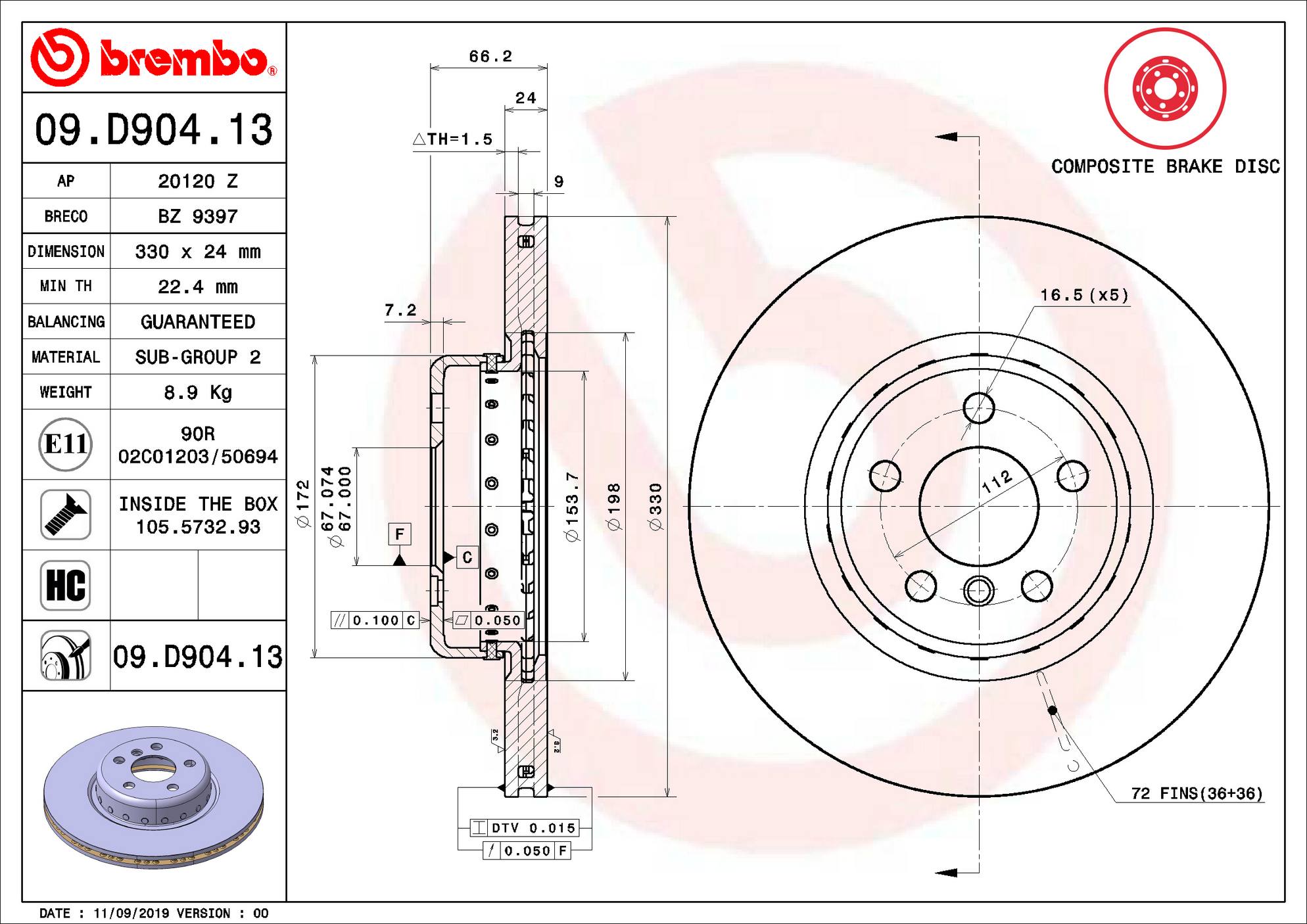 BMW Toyota Disc Brake Rotor - Front (330mm) 34116860907 Brembo