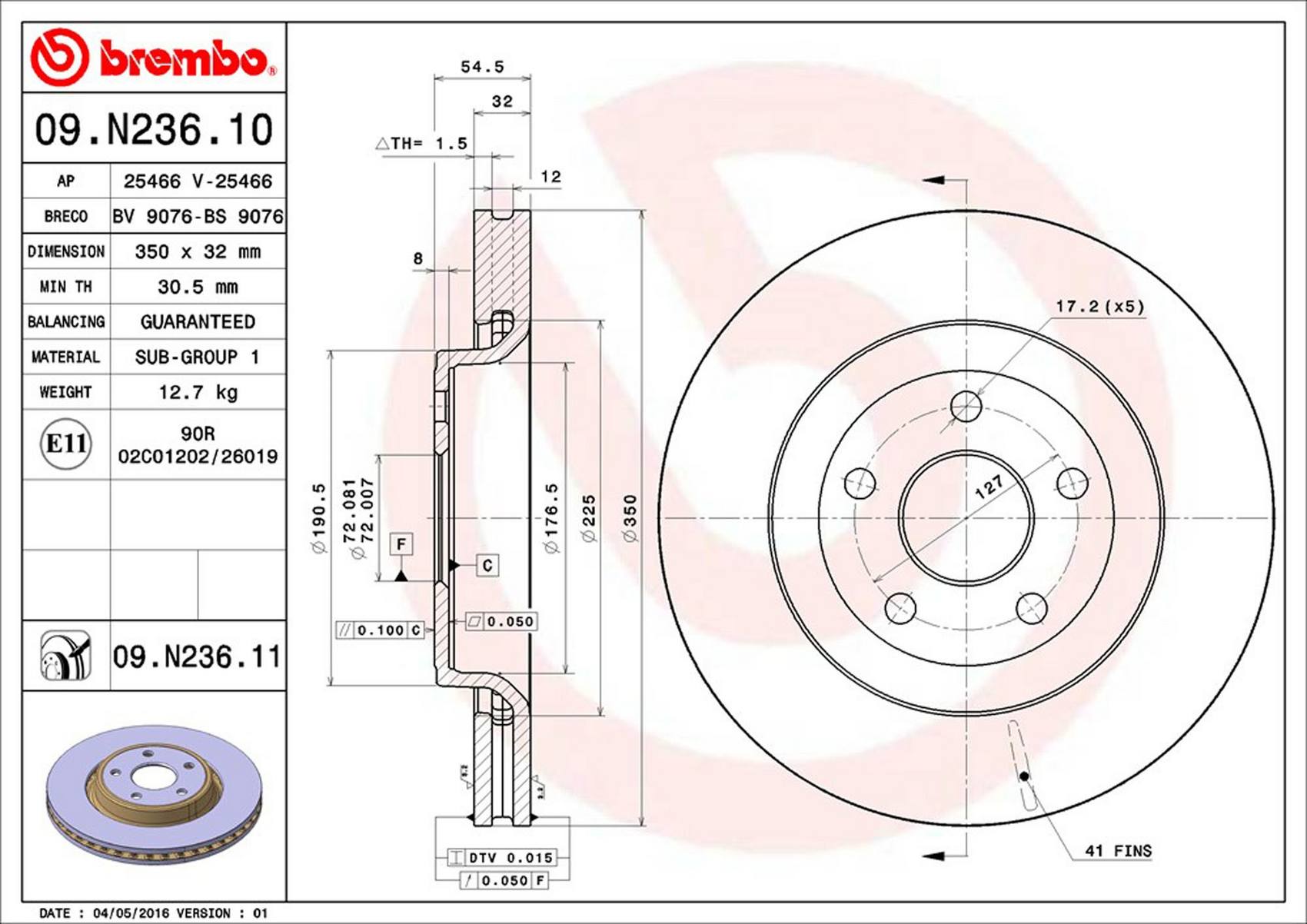 Dodge Jeep Disc Brake Rotor - Front (350mm) 68035012AE Brembo