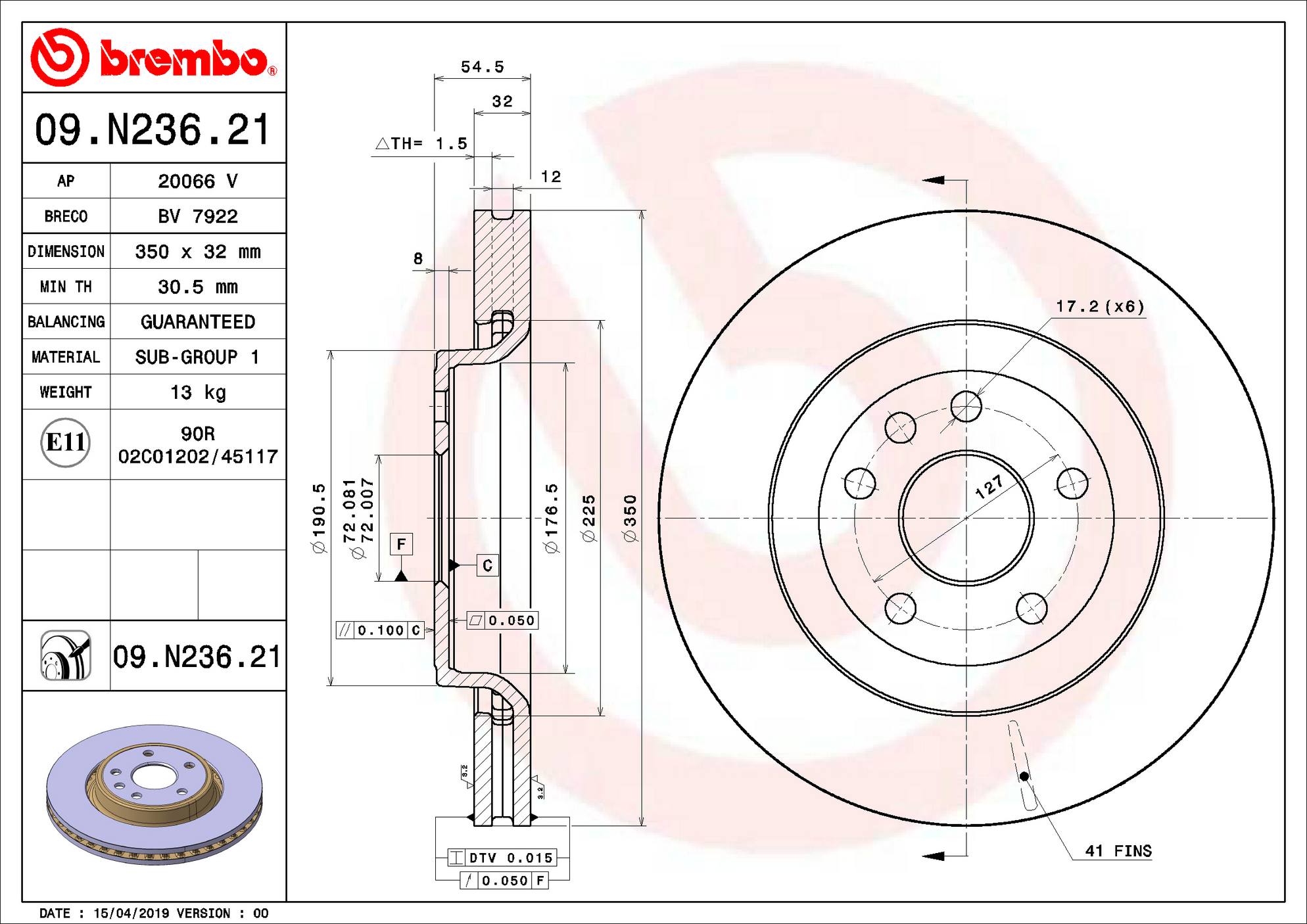 Jeep Dodge Disc Brake Rotor - Front (350mm) 68240046AA Brembo