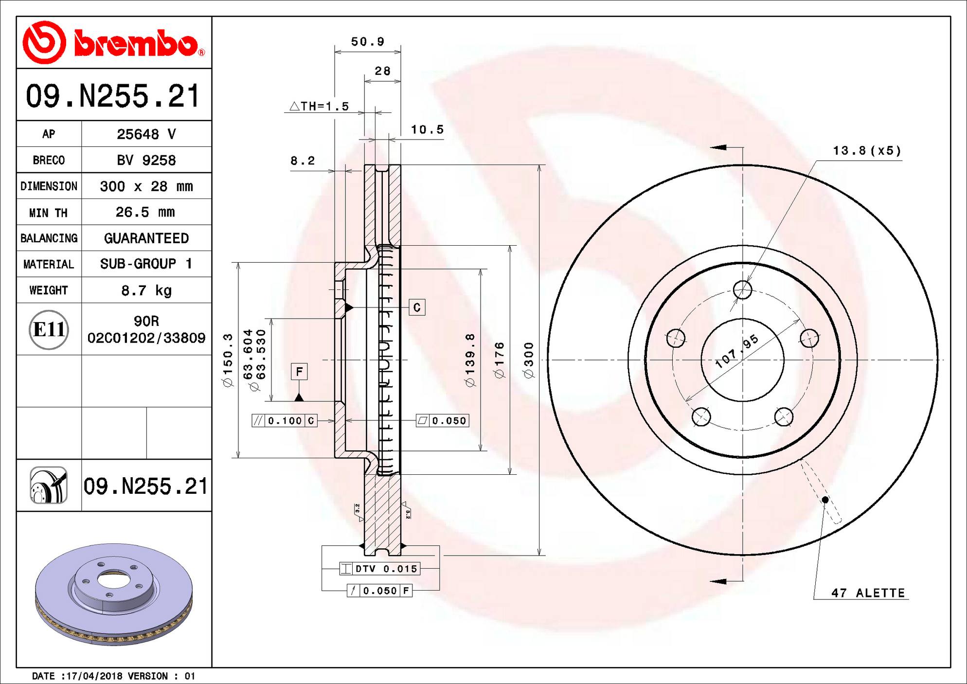 Ford Lincoln Disc Brake Rotor - Front (300mm) KS7Z1125A Brembo