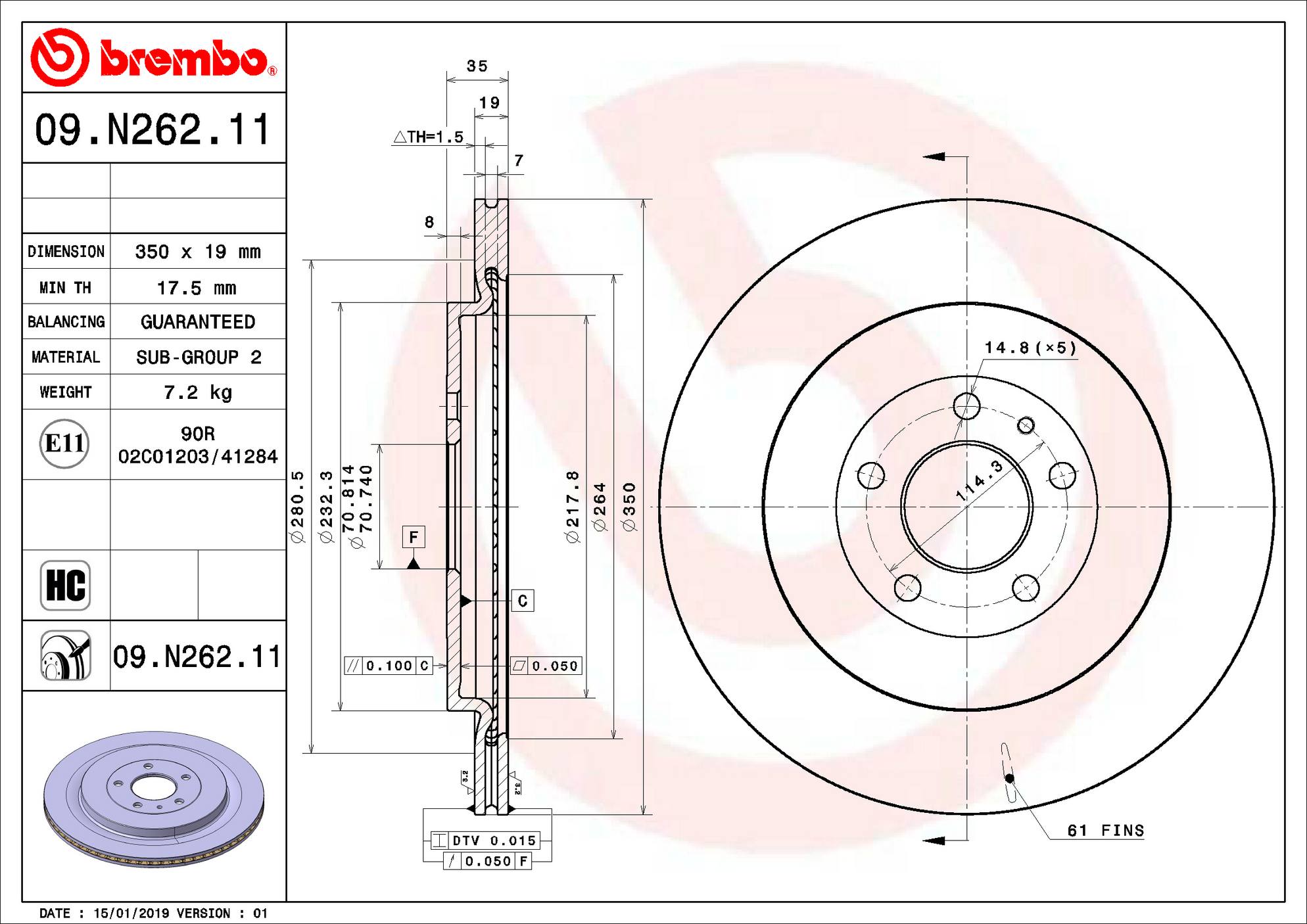 Ford Disc Brake Rotor – Rear (350mm) DR3Z2C026A Brembo Brembo 09