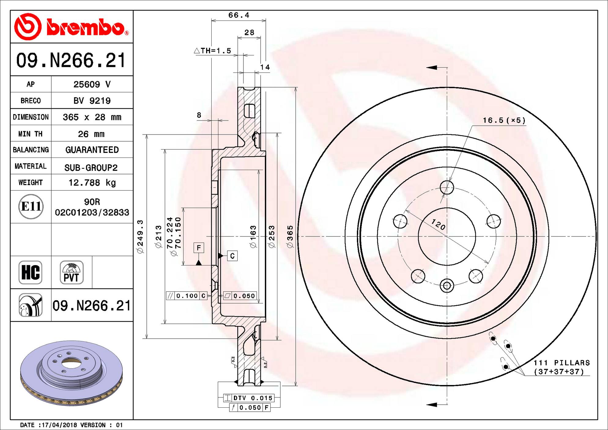 Tesla Disc Brake Pad and Rotor Kit - Rear (365mm) (Low-Met) Brembo