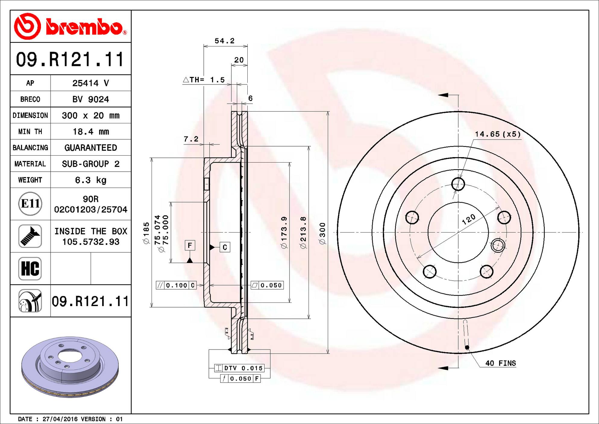 BMW Disc Brake Rotor - Rear (300mm) 34216782605 Brembo