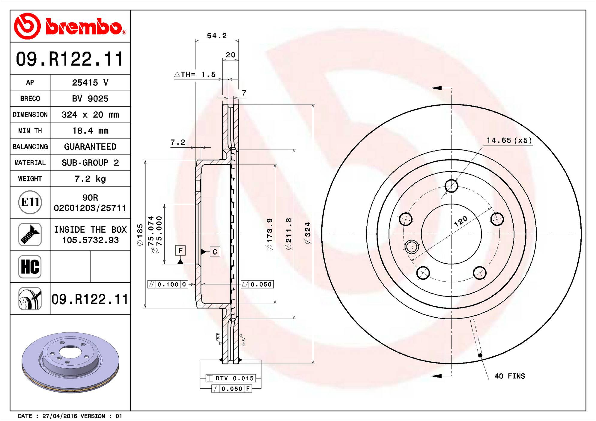 BMW Disc Brake Rotor - Rear (324mm) 34216782607 Brembo