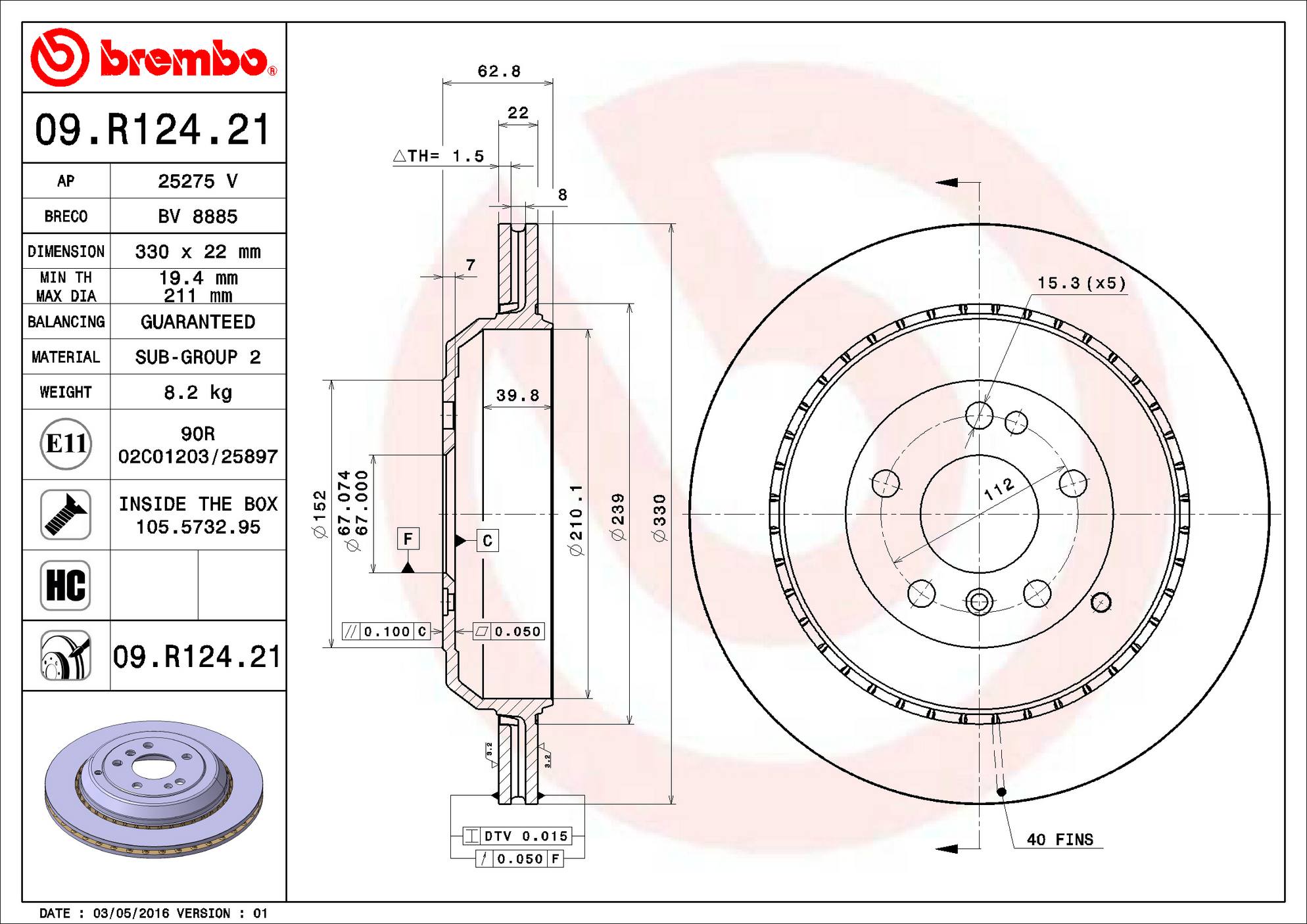 Mercedes Disc Brake Rotor - Rear (330mm) 1644231312 Brembo