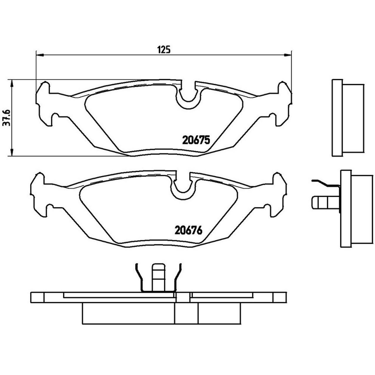 BMW Disc Brake Pad Set - Rear (Low-Met) 34212226013 Brembo