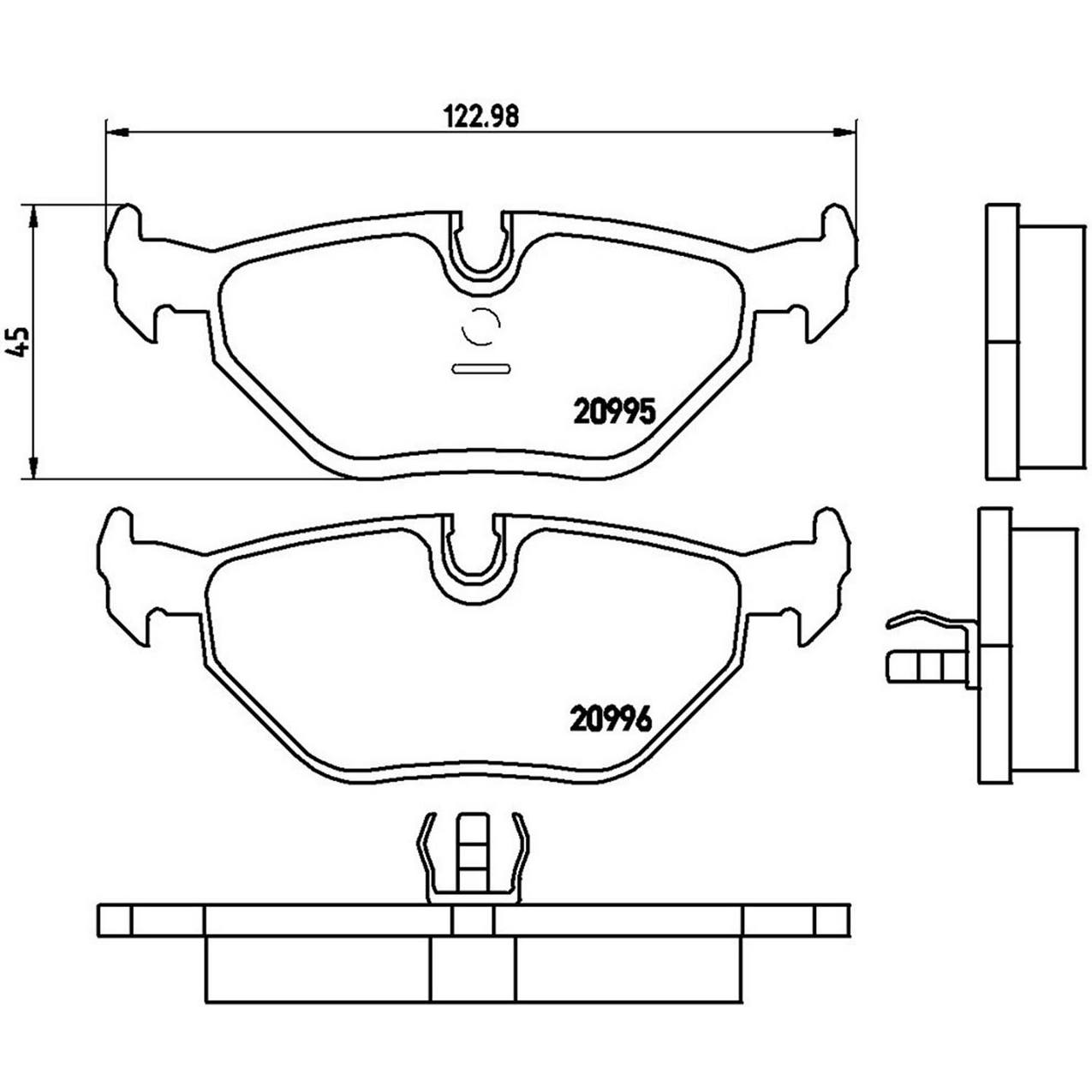 BMW Disc Brake Pad and Rotor Kit - Rear (312mm) (Low-Met) Brembo