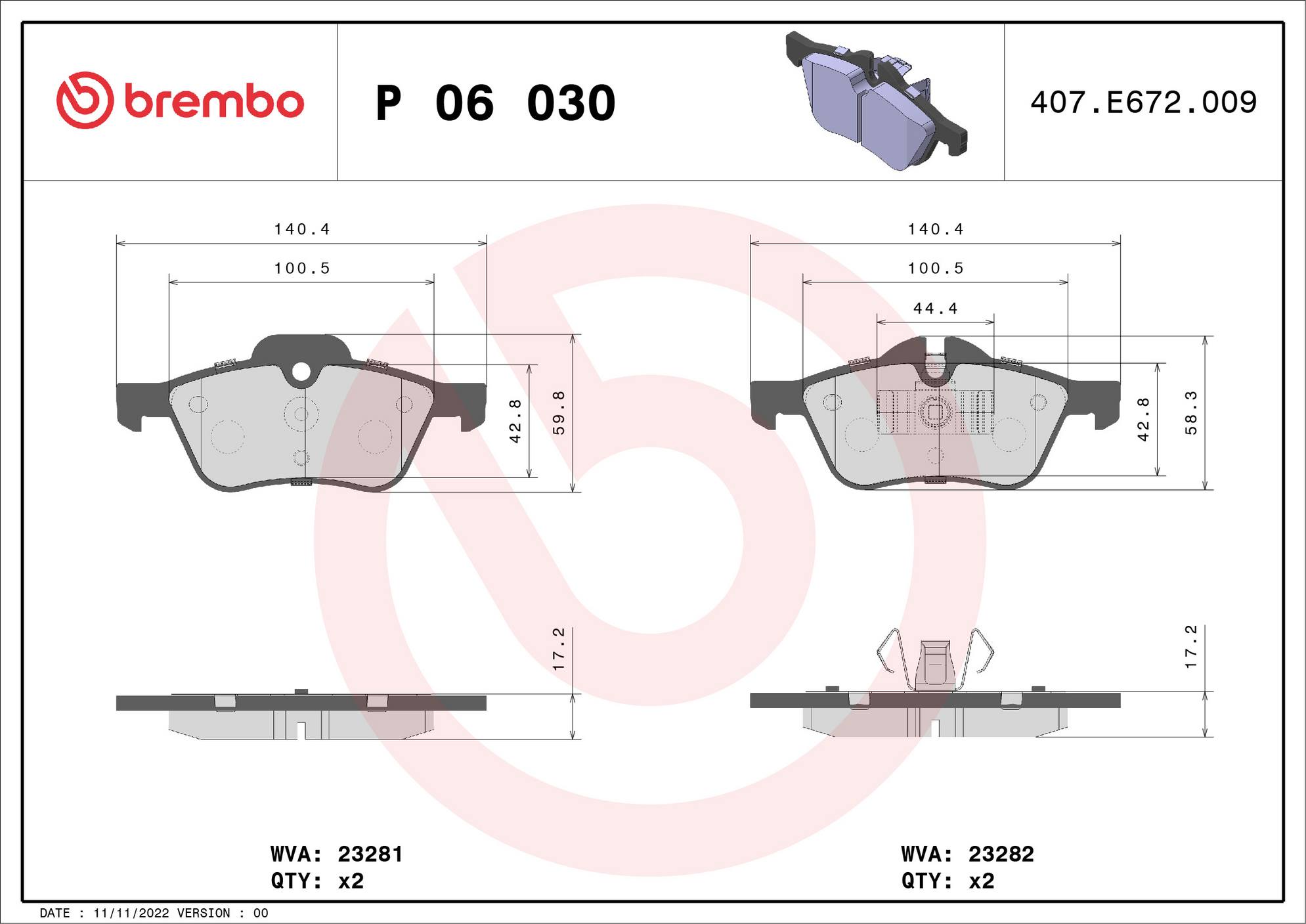 Mini Disc Brake Pad and Rotor Kit - Front (276mm) (Low-Met) Brembo