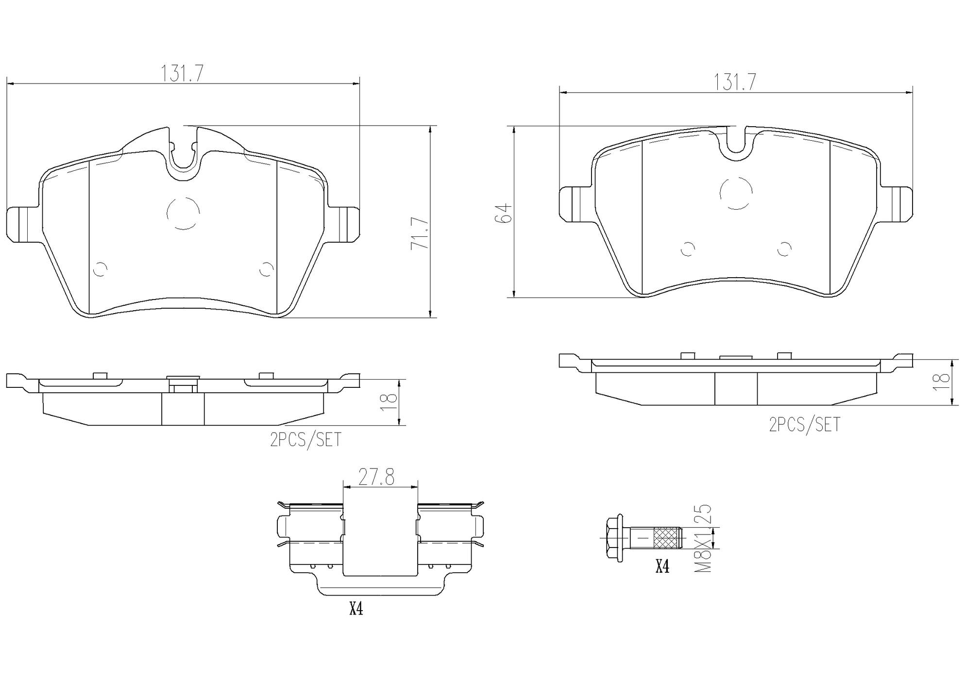 Mini Disc Brake Pad Set - Front (Ceramic) 34116798469 Brembo