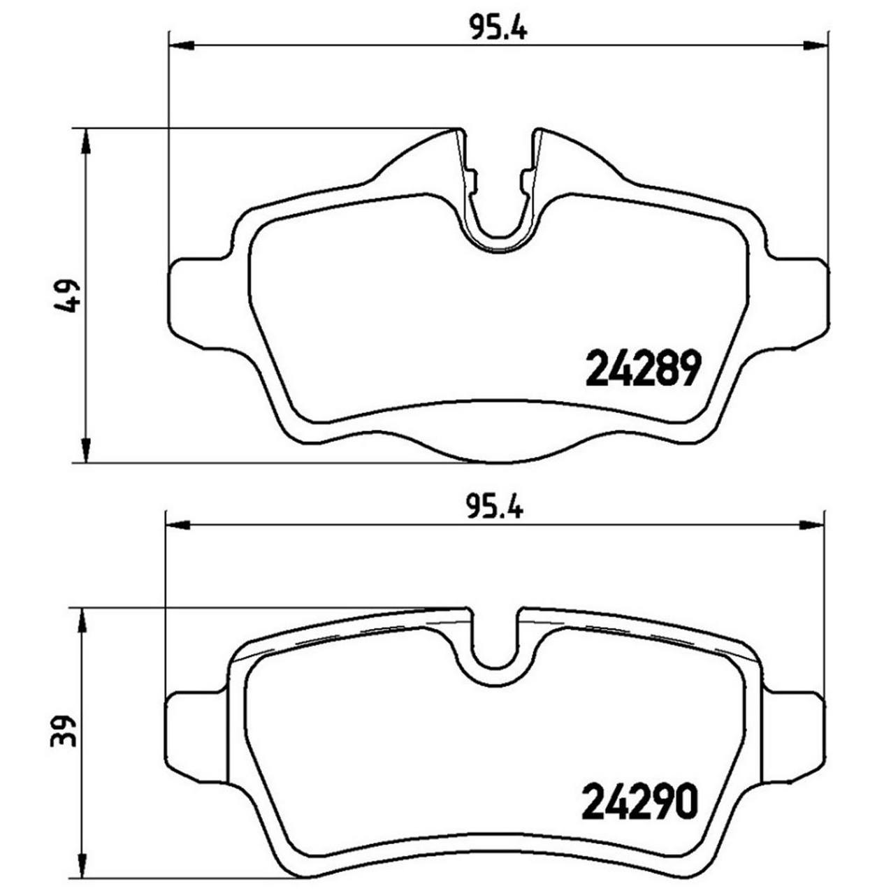 Mini Disc Brake Pad and Rotor Kit - Rear (259mm) (Low-Met) (Xtra) Brembo