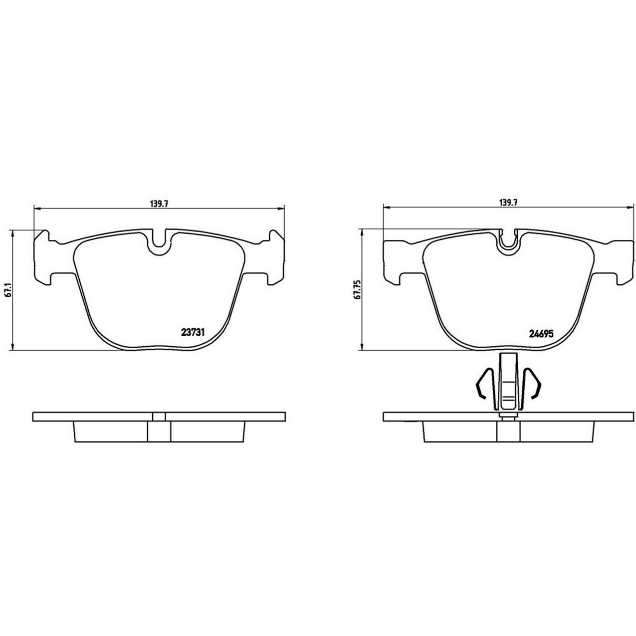 BMW Disc Brake Pad Set - Rear (Low-Met) 34216793025 Brembo