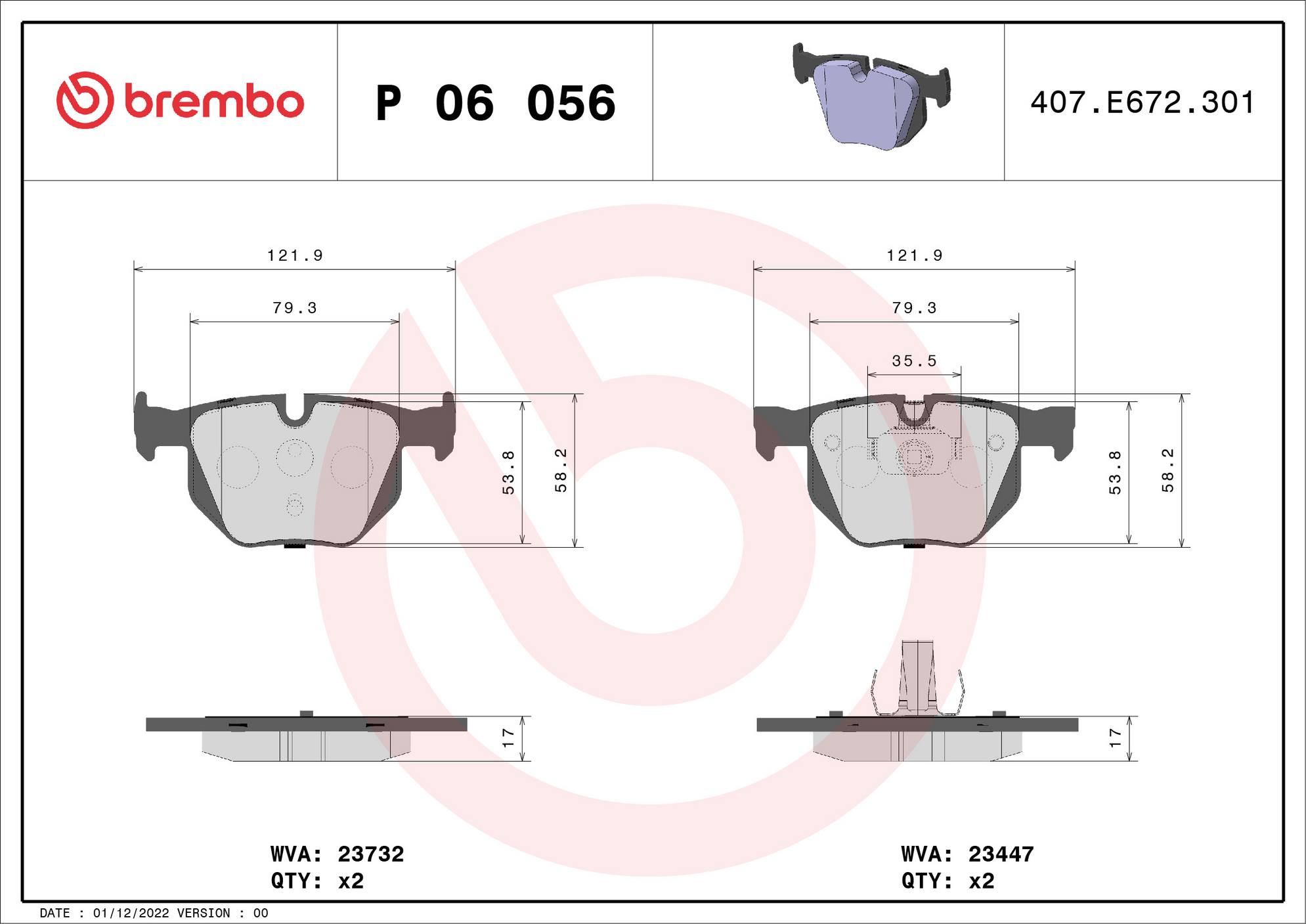 BMW Disc Brake Pad Set – Rear (Low-Met) 34216868497 Brembo Brembo 