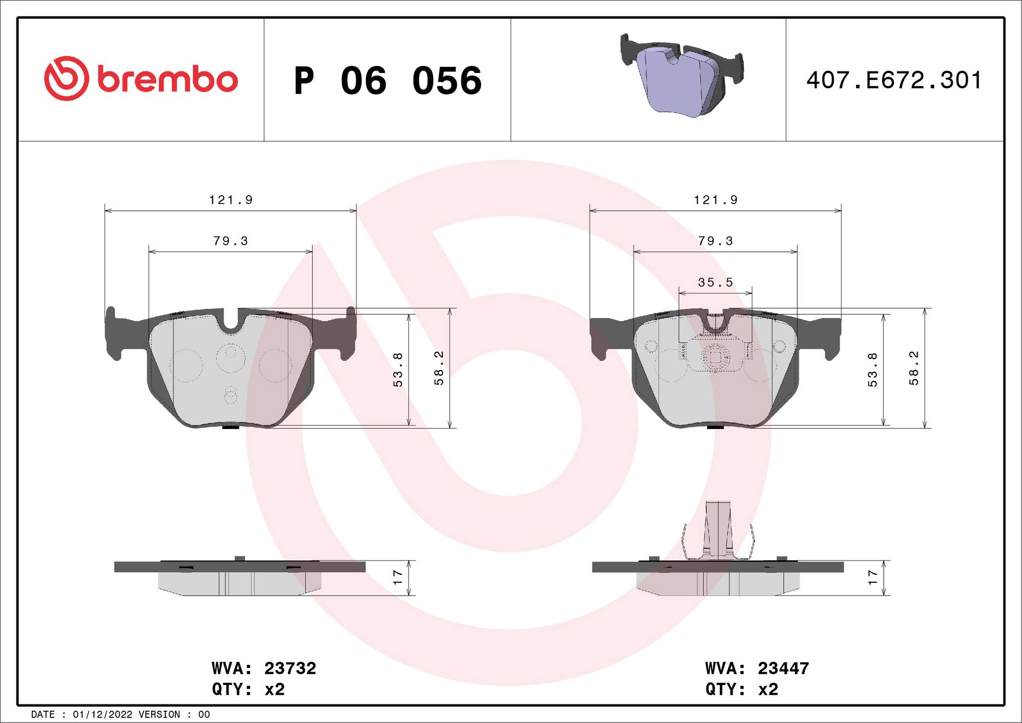 BMW Disc Brake Pad and Rotor Kit - Rear (320mm) (Low-Met) Brembo