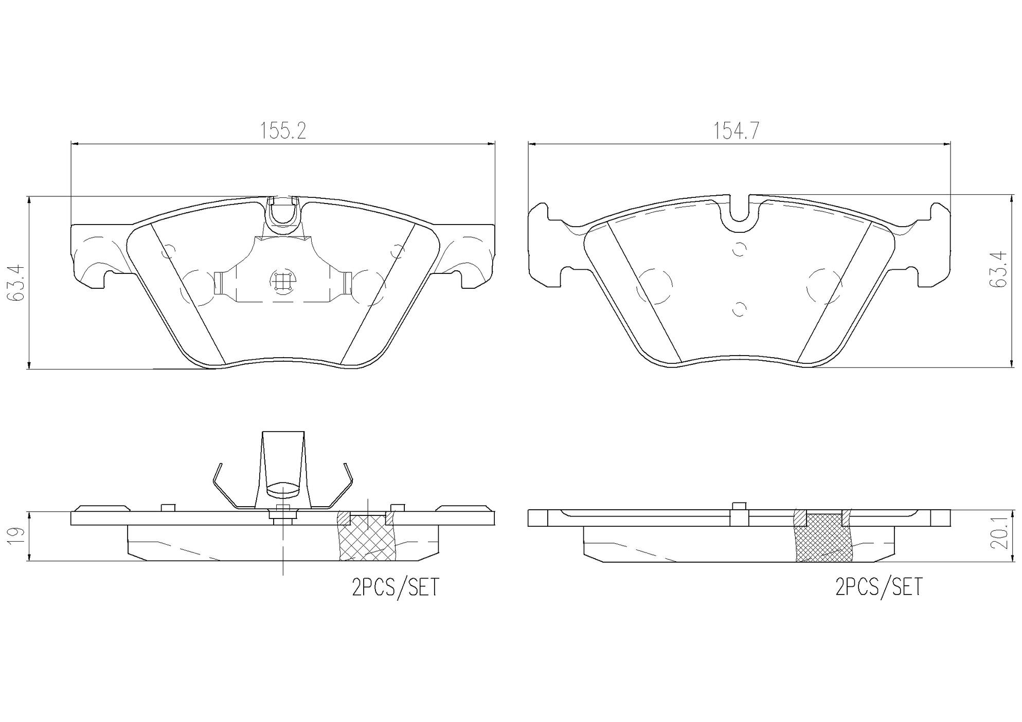 BMW Disc Brake Pad Set – Front (Ceramic) 34116872632 Brembo Brembo P06060N