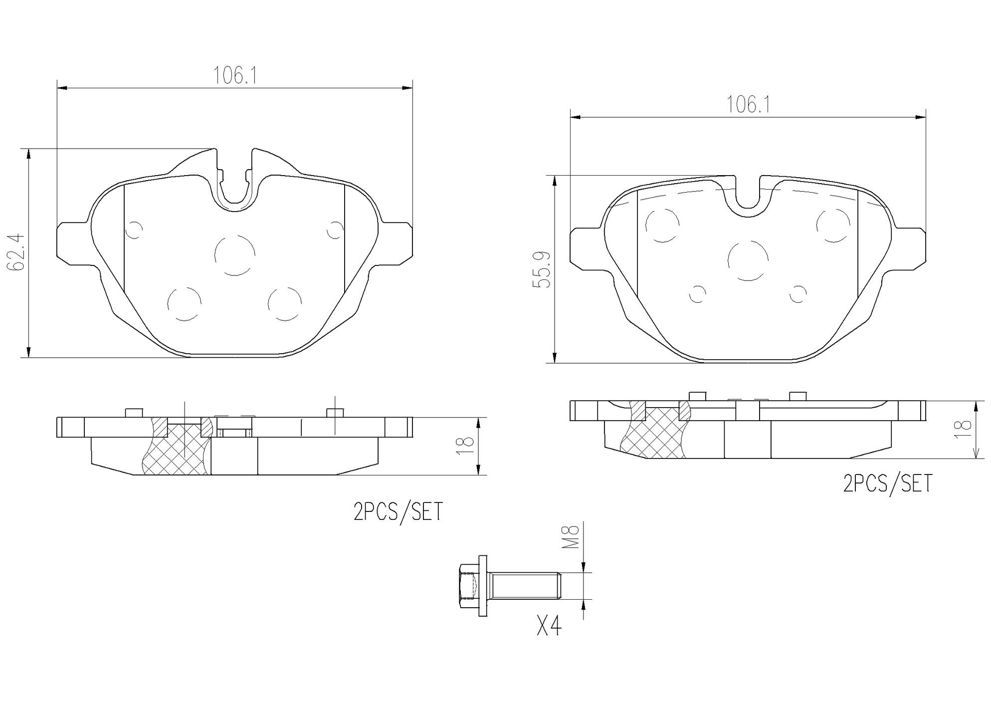 BMW Disc Brake Pad Set - Rear (Ceramic) 34216885452 Brembo