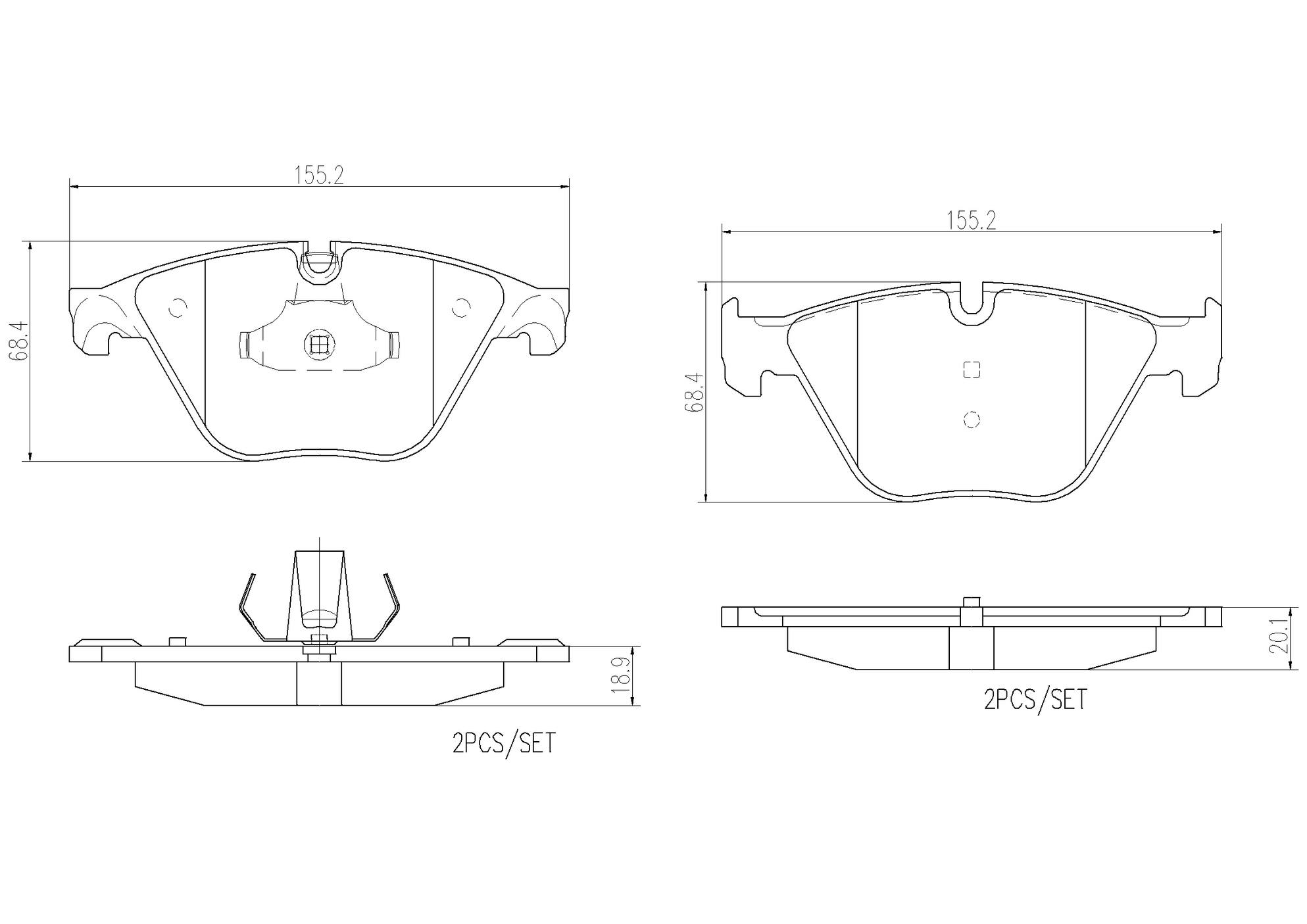 BMW Disc Brake Pad Set - Front (Ceramic) 34116871557 Brembo