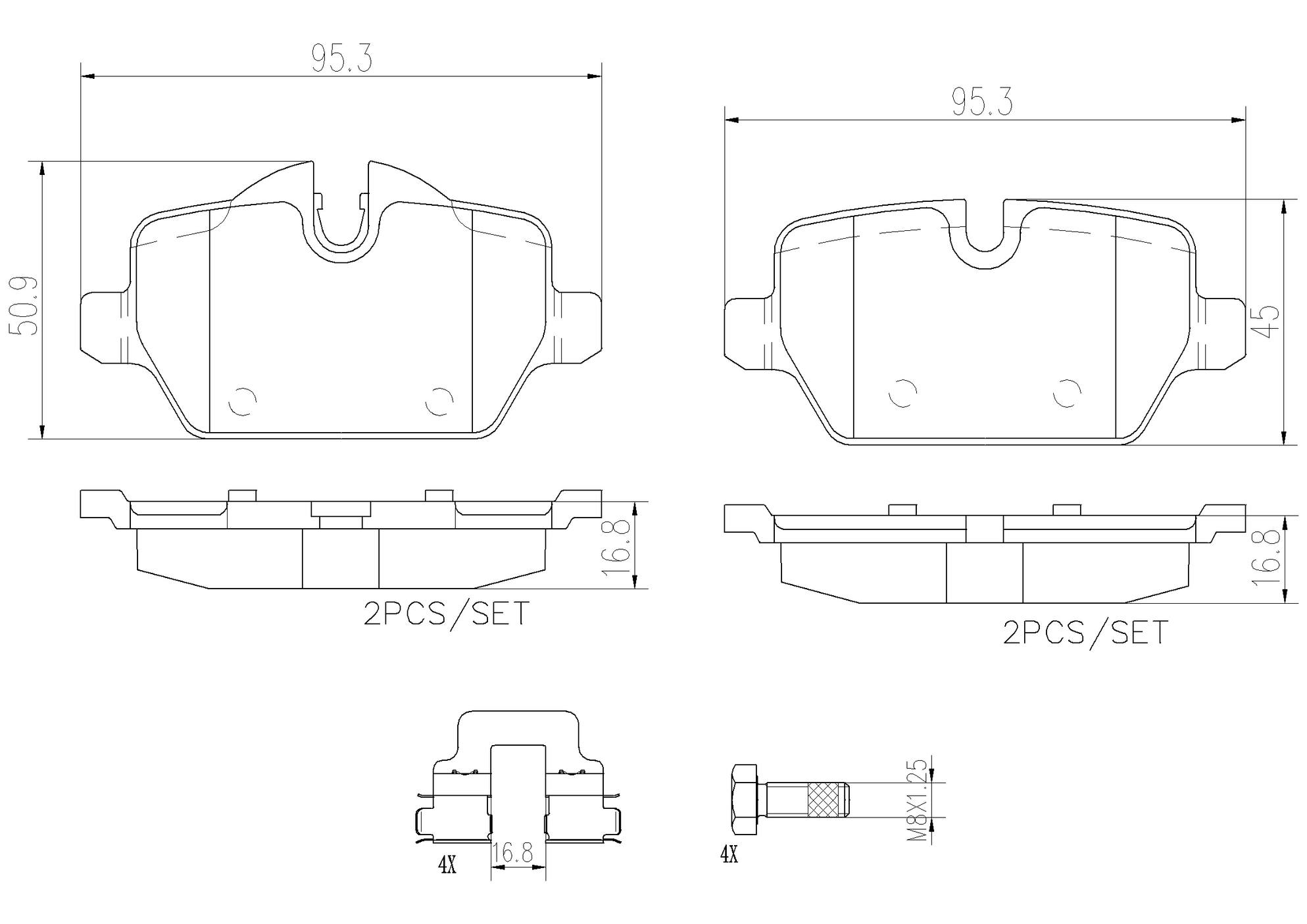 Mini Disc Brake Pad Set - Rear (Ceramic) 34219808706 Brembo