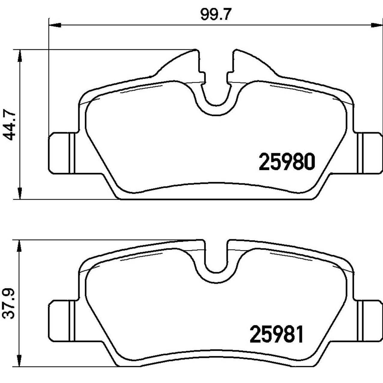 Mini Disc Brake Pad Set - Rear (Low-Met) 34216871300 Brembo