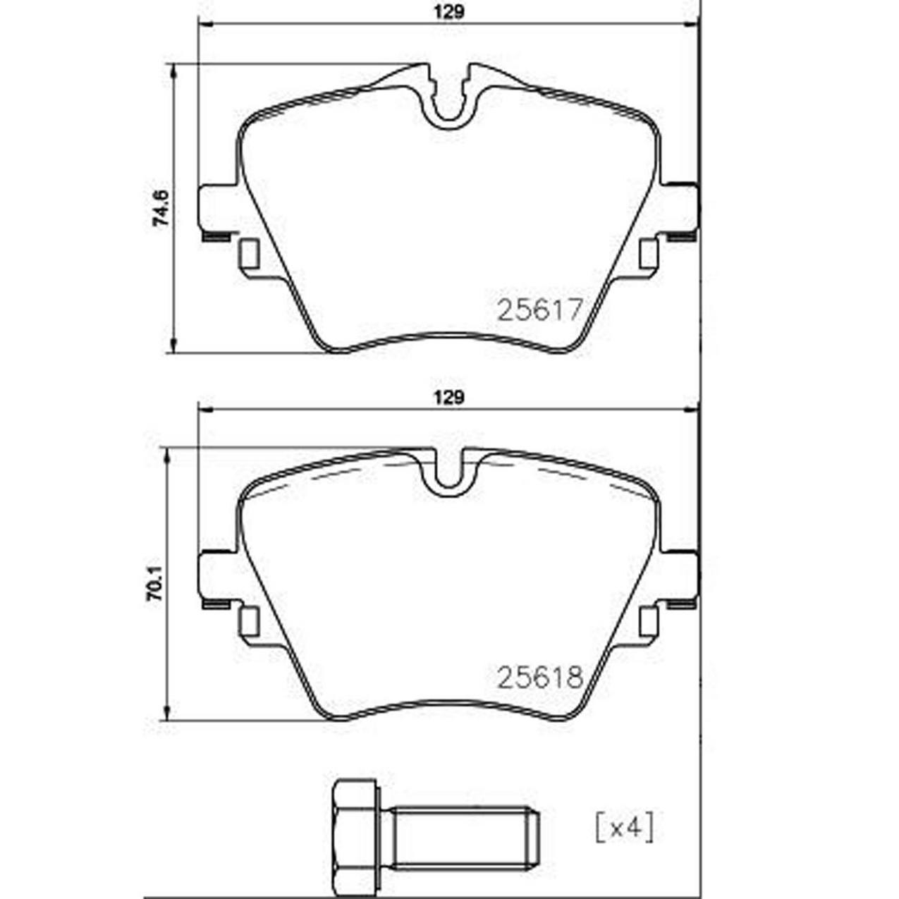 BMW Mini Disc Brake Pad Set - Front (Low-Met) 34106876245 Brembo