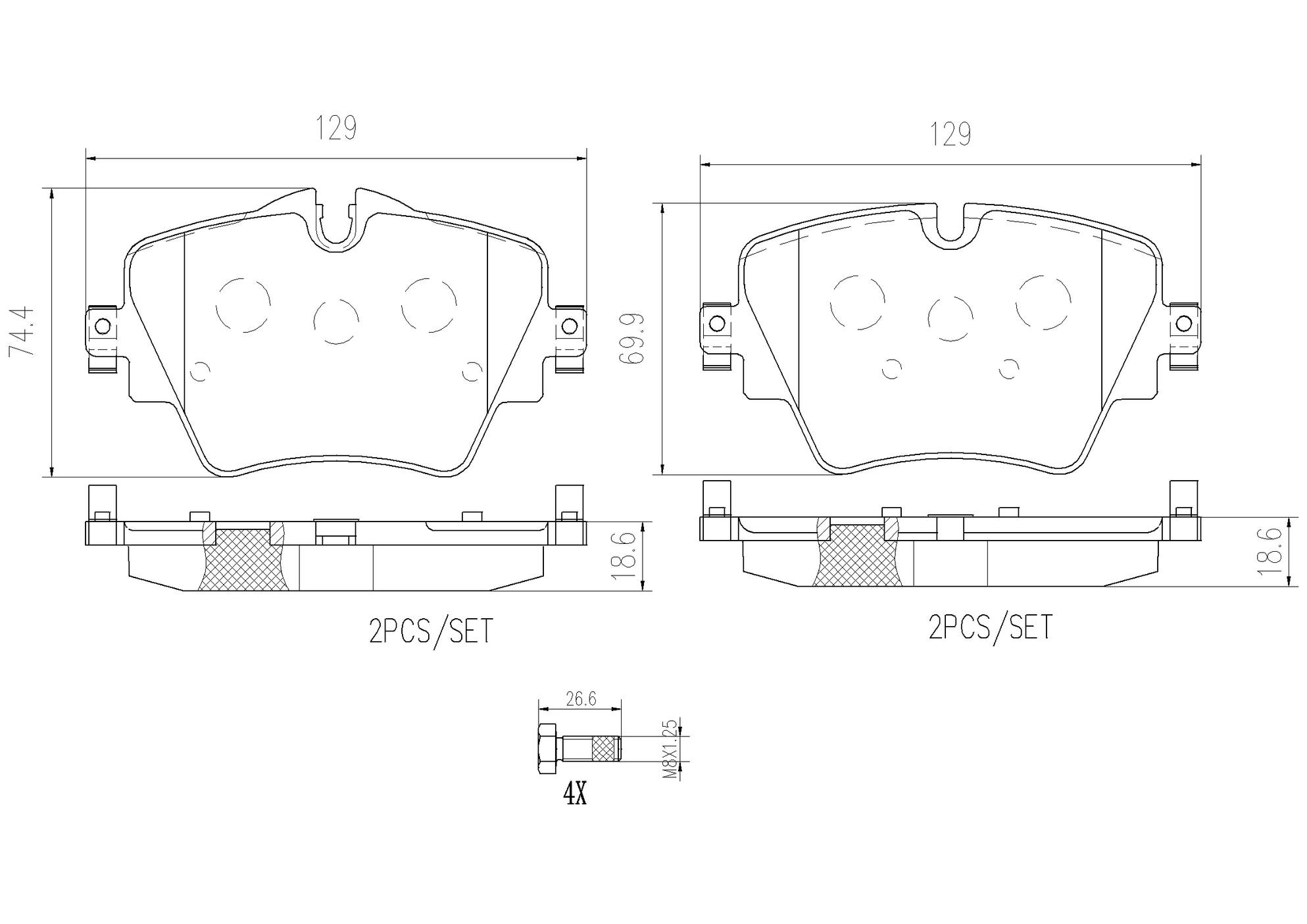 BMW Mini Disc Brake Pad Set - Front (Ceramic) 34106876245 Brembo